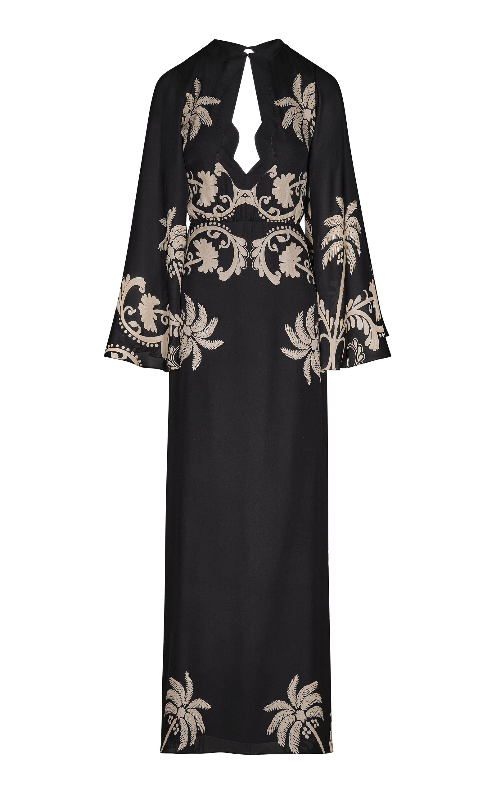 Shop Johanna Ortiz Legenda Del Tiempo Silk Maxi Dress Palm Beach In Black,white
