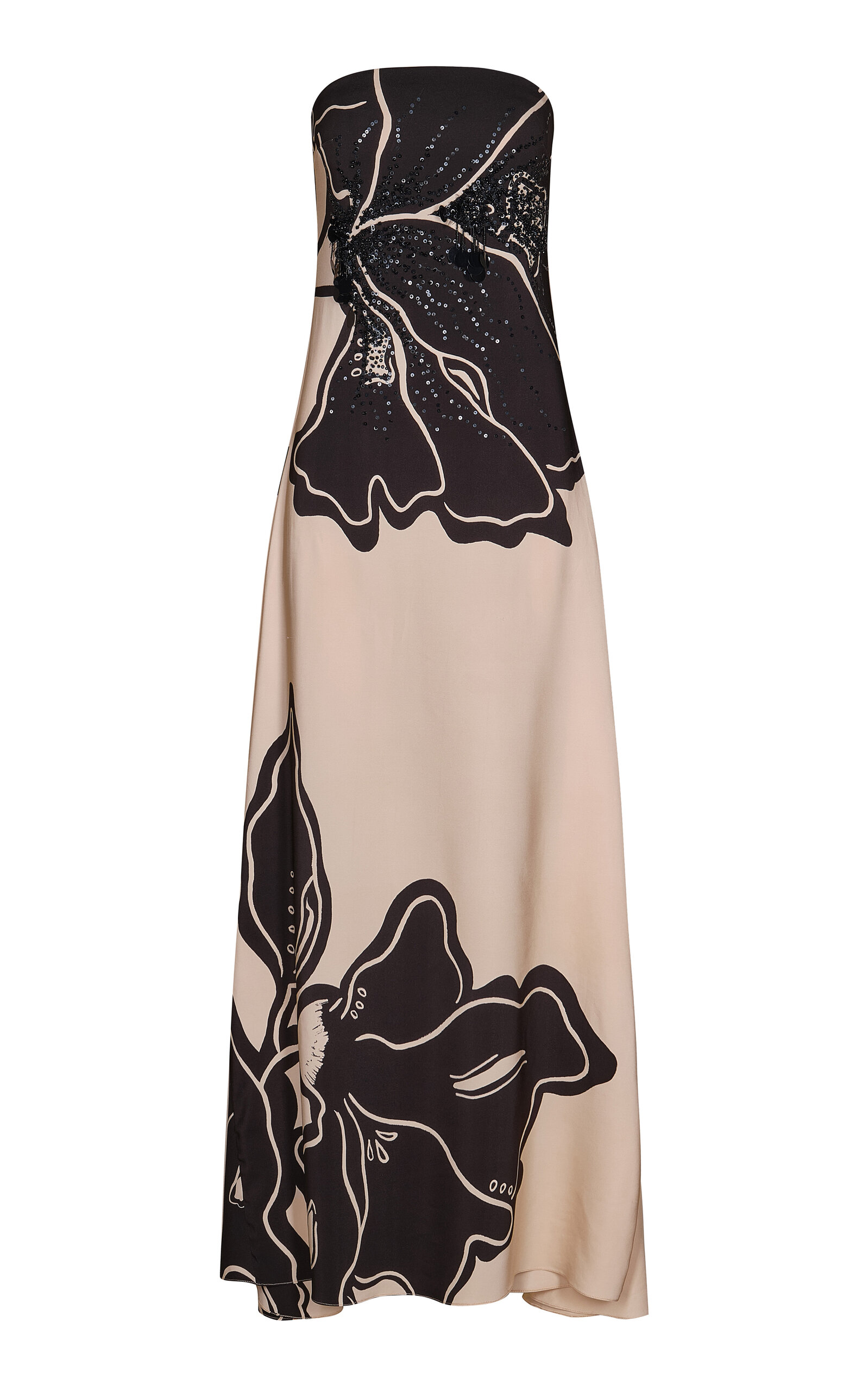 Shop Johanna Ortiz Simbología Floral Sequined Crepe Maxi Dress In Print