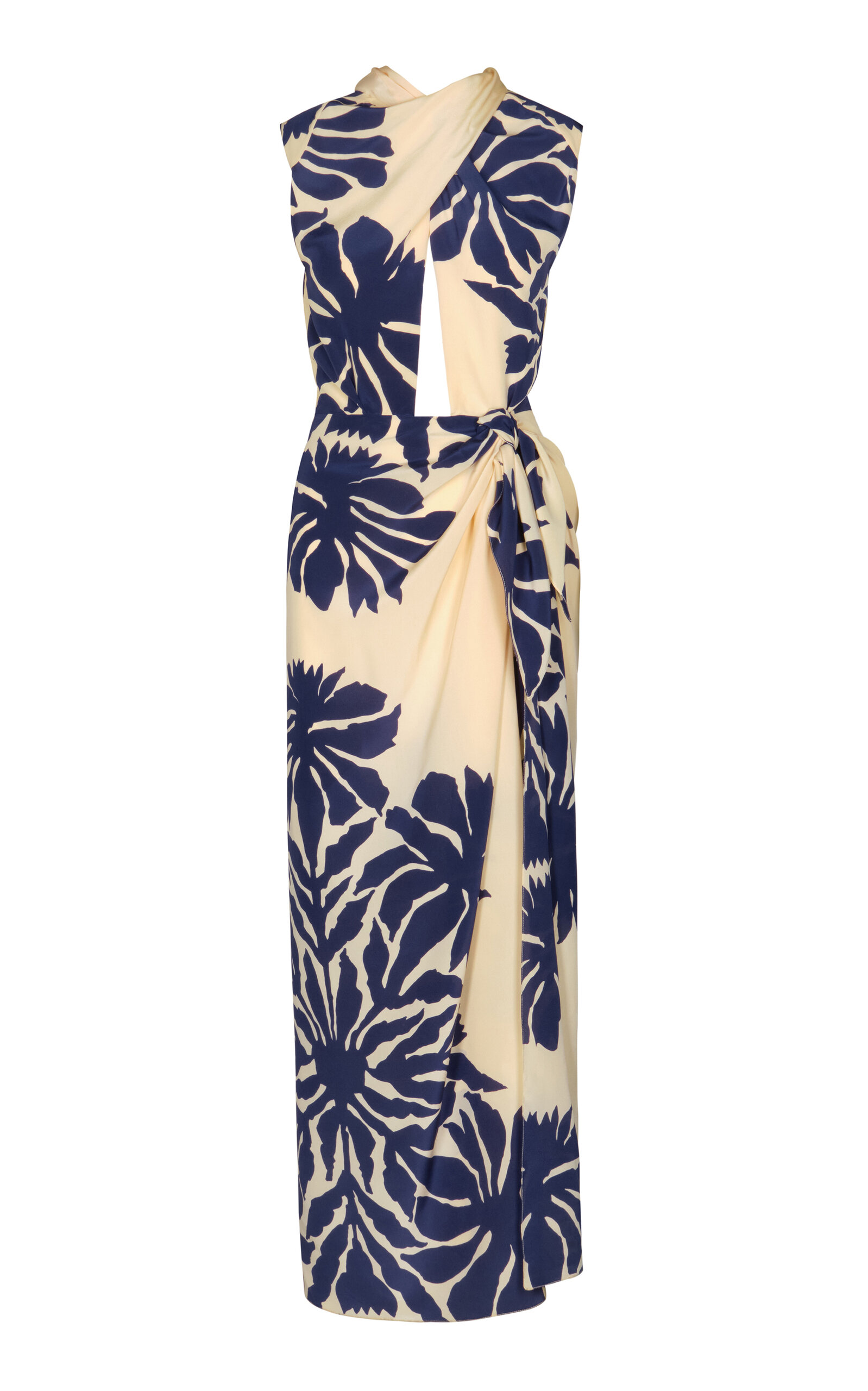 Johanna Ortiz City Wonders Cutout Silk Midi Dress - Blue