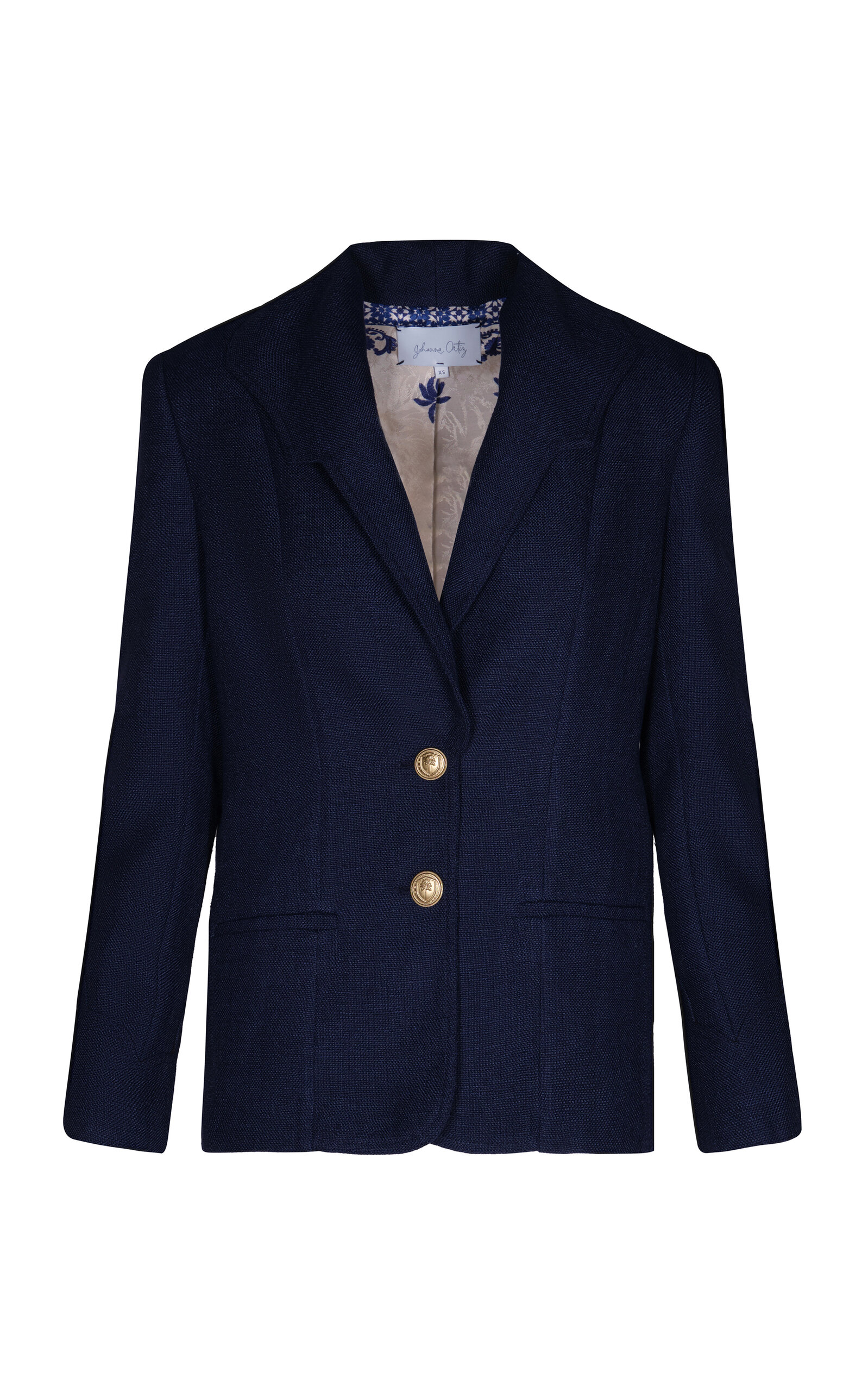 Shop Johanna Ortiz Vision Quest Linen Jacket In Navy