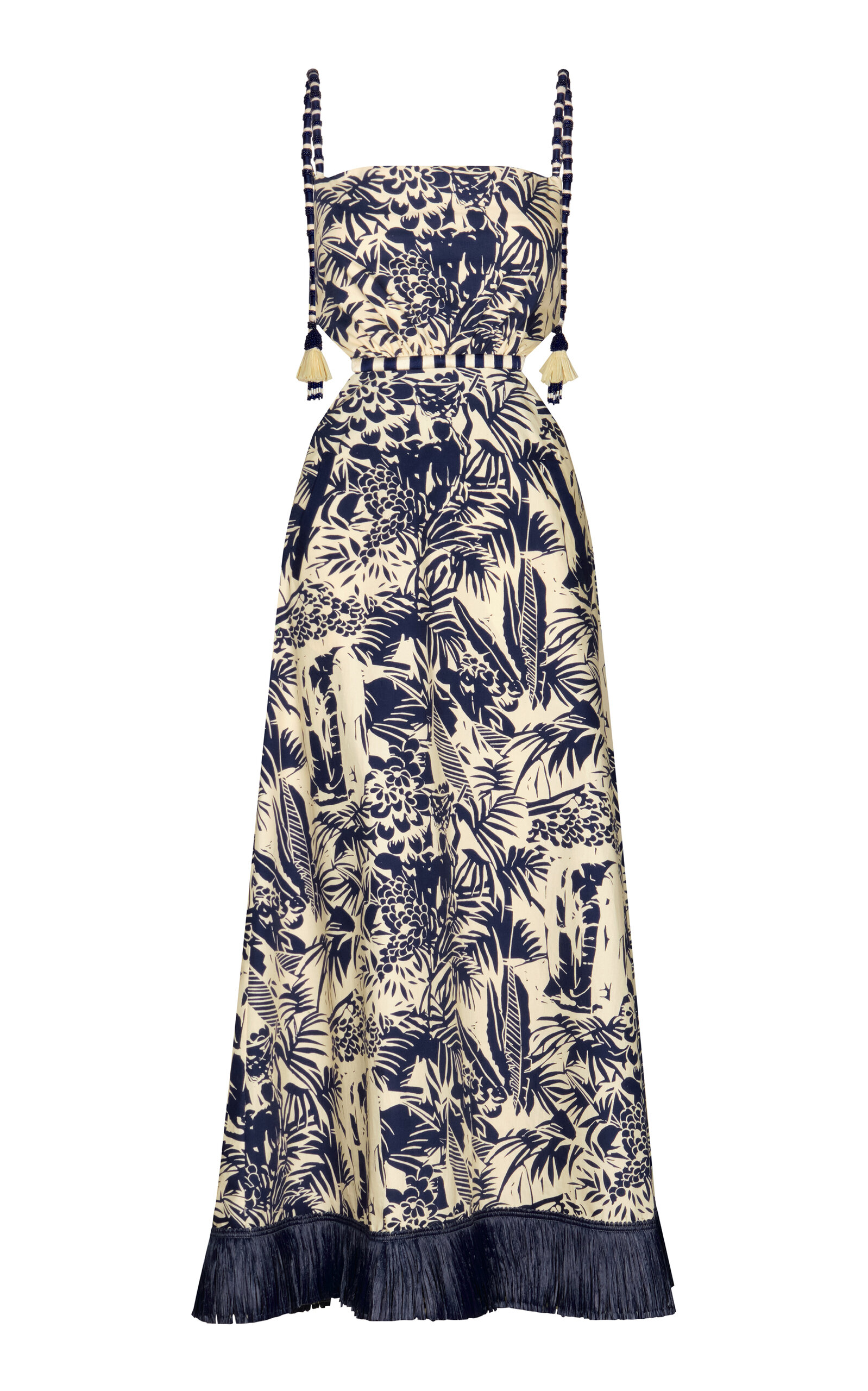 Johanna Ortiz Harmony Cutout Cotton-Blend Midi Dress - Navy