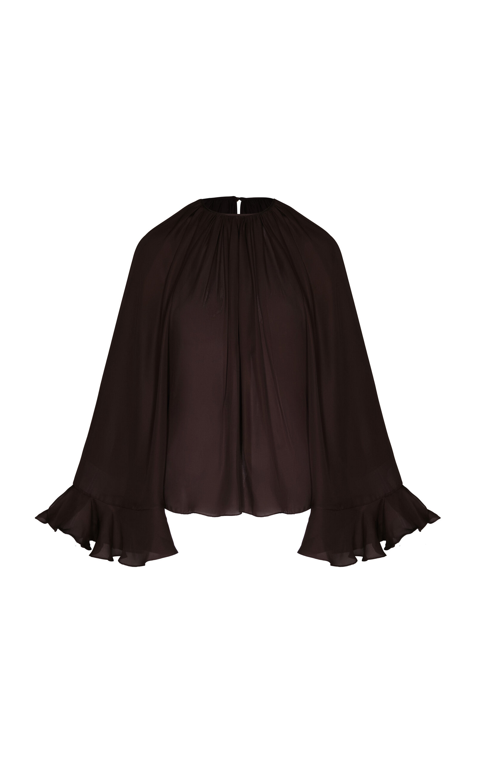 JOHANNA ORTIZ LA BOHEMIA GATHERED SILK BLOUSON TOP