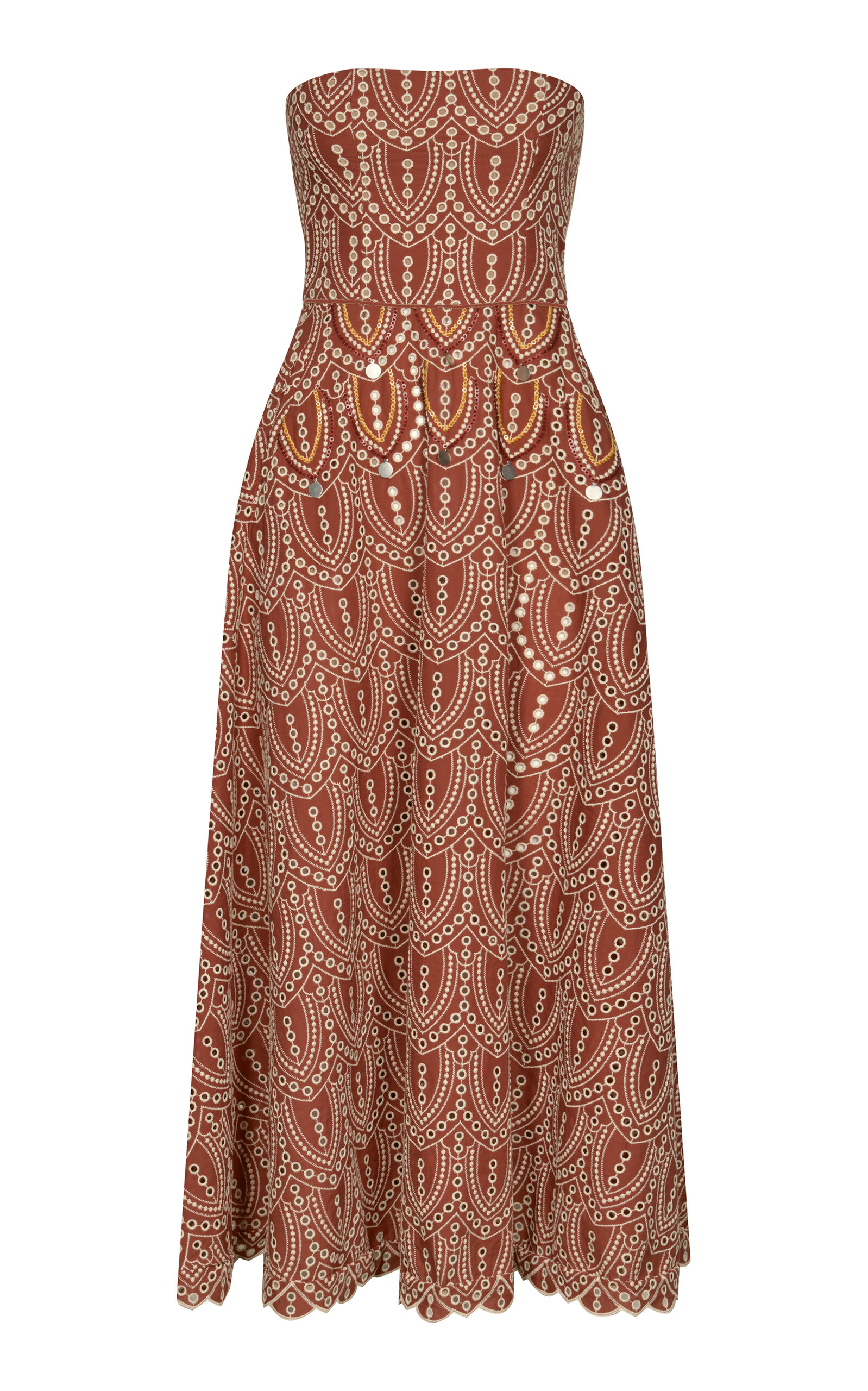 Johanna Ortiz Bengala Embroidered Cotton-Blend Midi Dress - Red