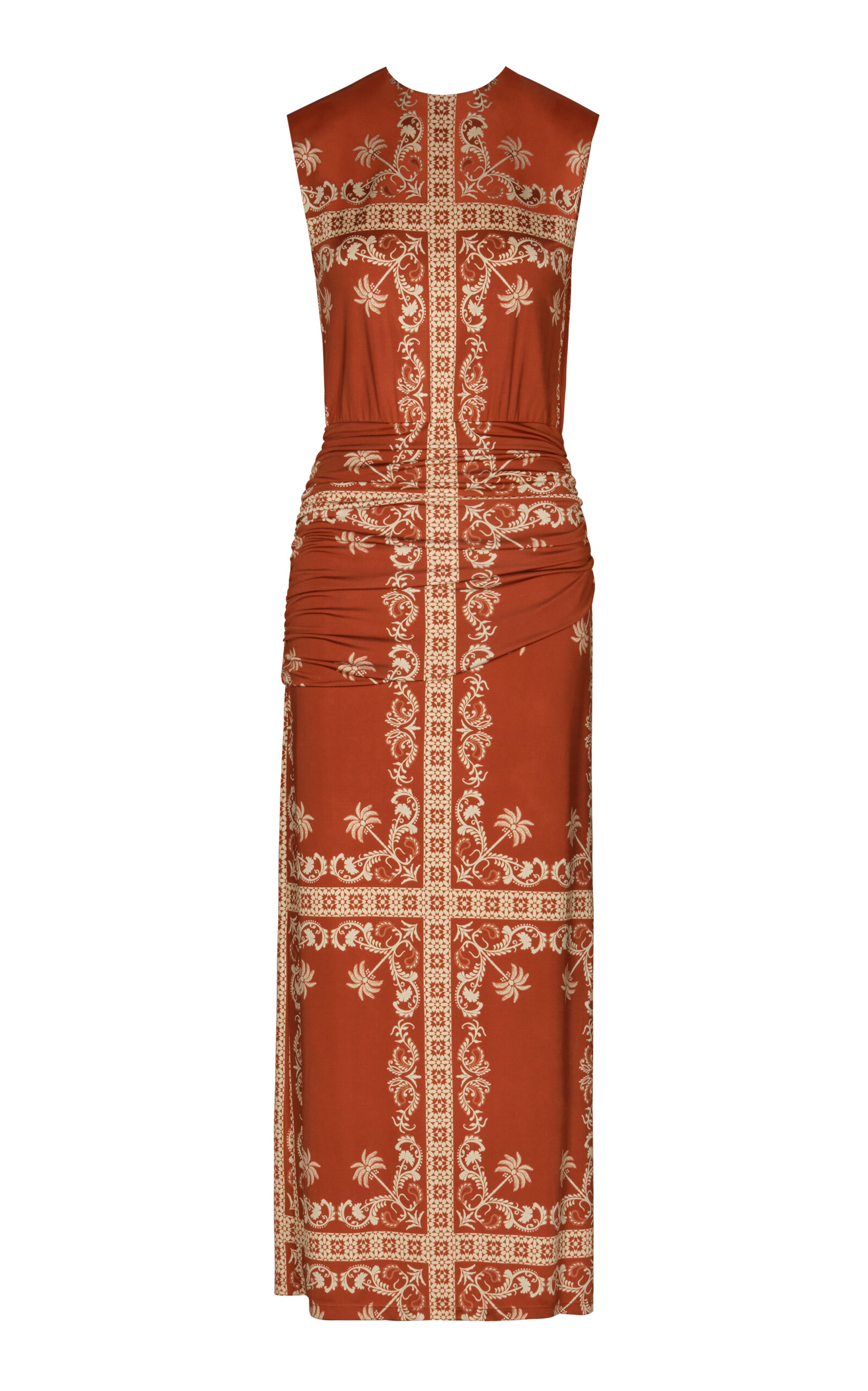 Johanna Ortiz Existencia Simbolica Dress In Marsala Ecru In Multi