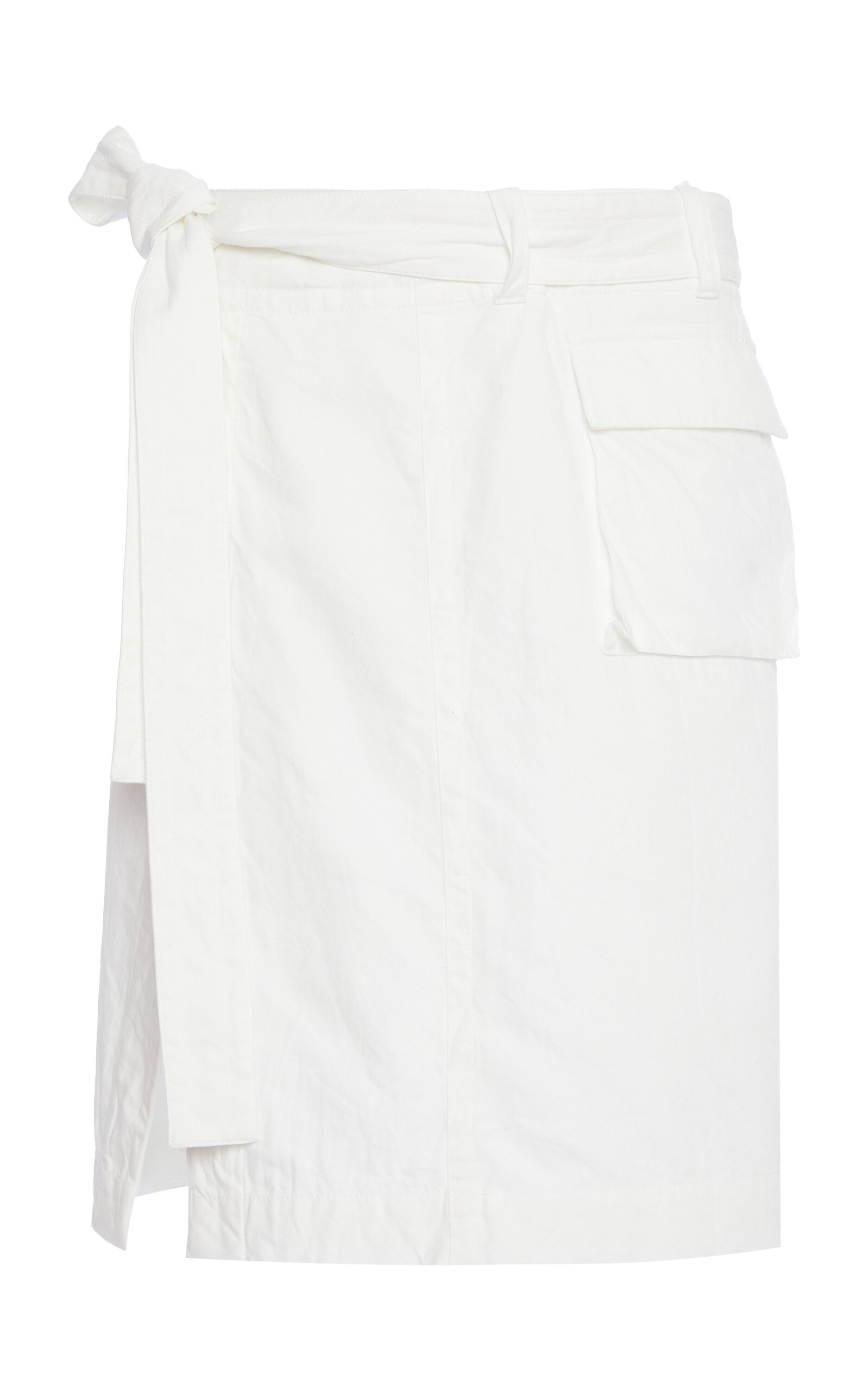 Wrap-Front Cotton-Blend Knee-Length Skirt