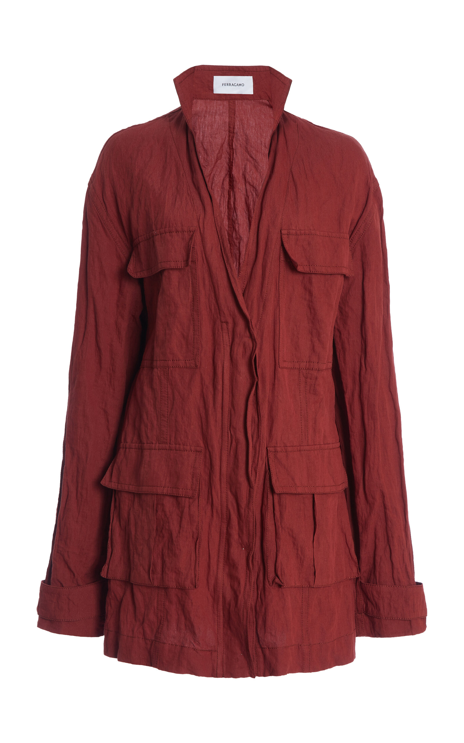 Ferragamo Textured Cotton-Blend Safari Jacket - Red