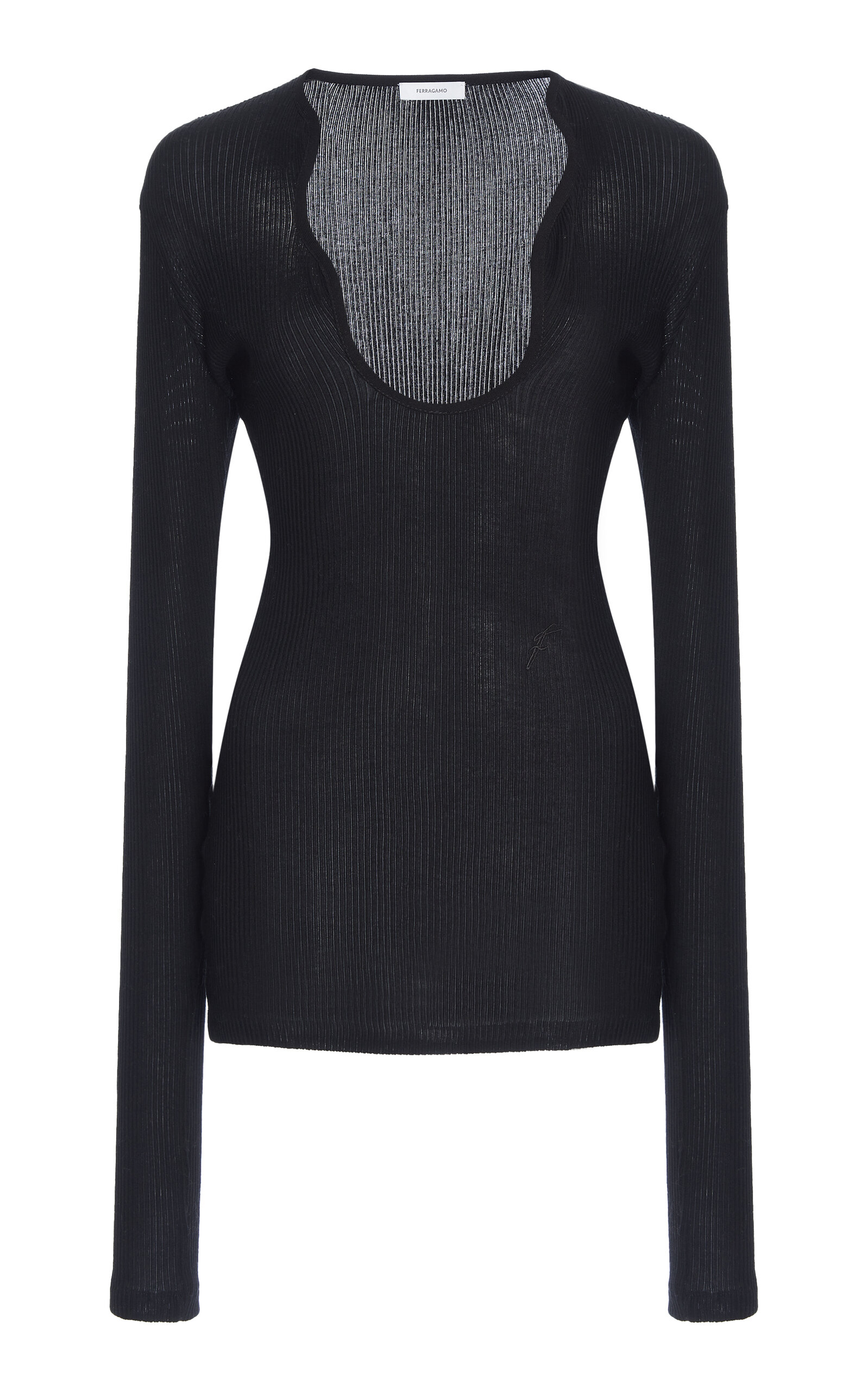 Ferragamo Cutaway Cotton Top In Black