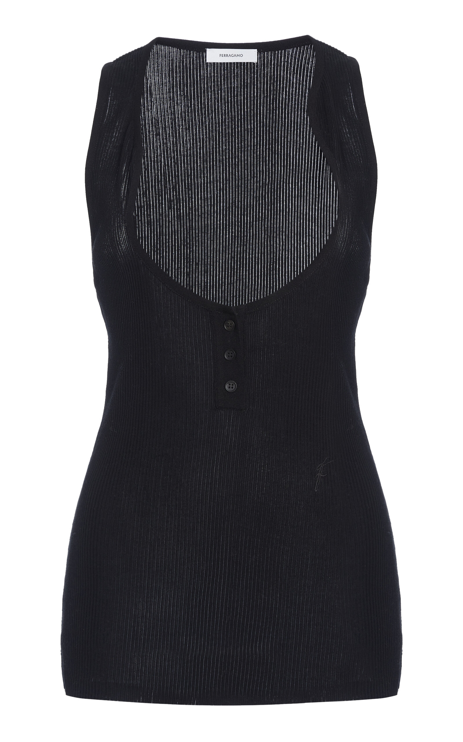 Ferragamo Sleeveless Cotton Top - Black