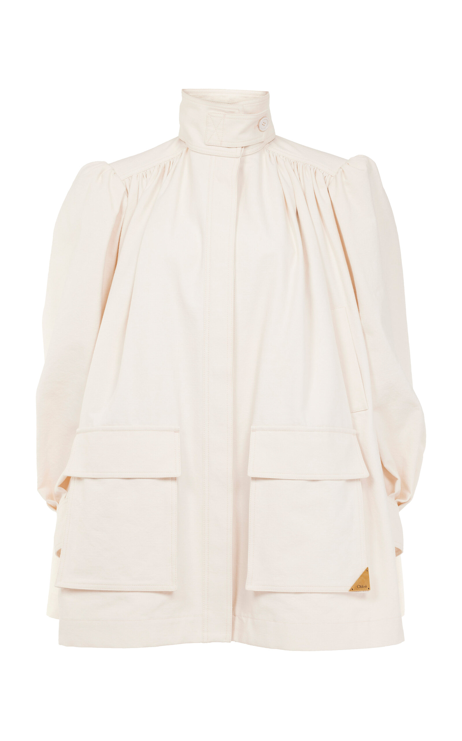 Chloé Puff-sleeve Cotton Canvas Utility Jacket In Light Pink