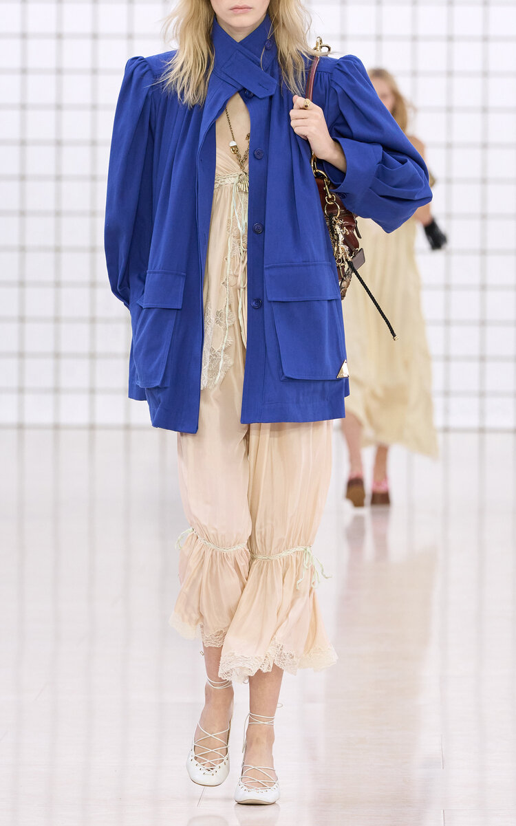 Chloé Lace-trimmed Silk Plonge Tank Top In Light Pink