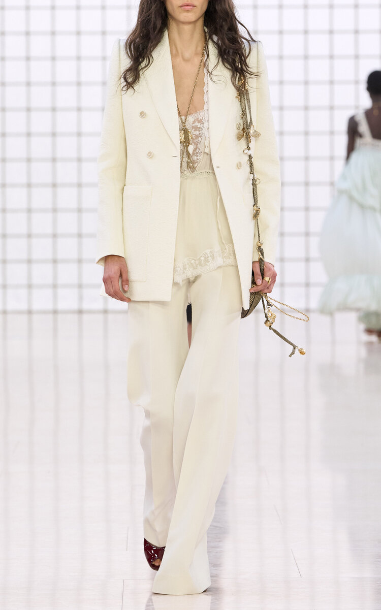 Chloé Lace-trimmed Silk Habotai Top In White