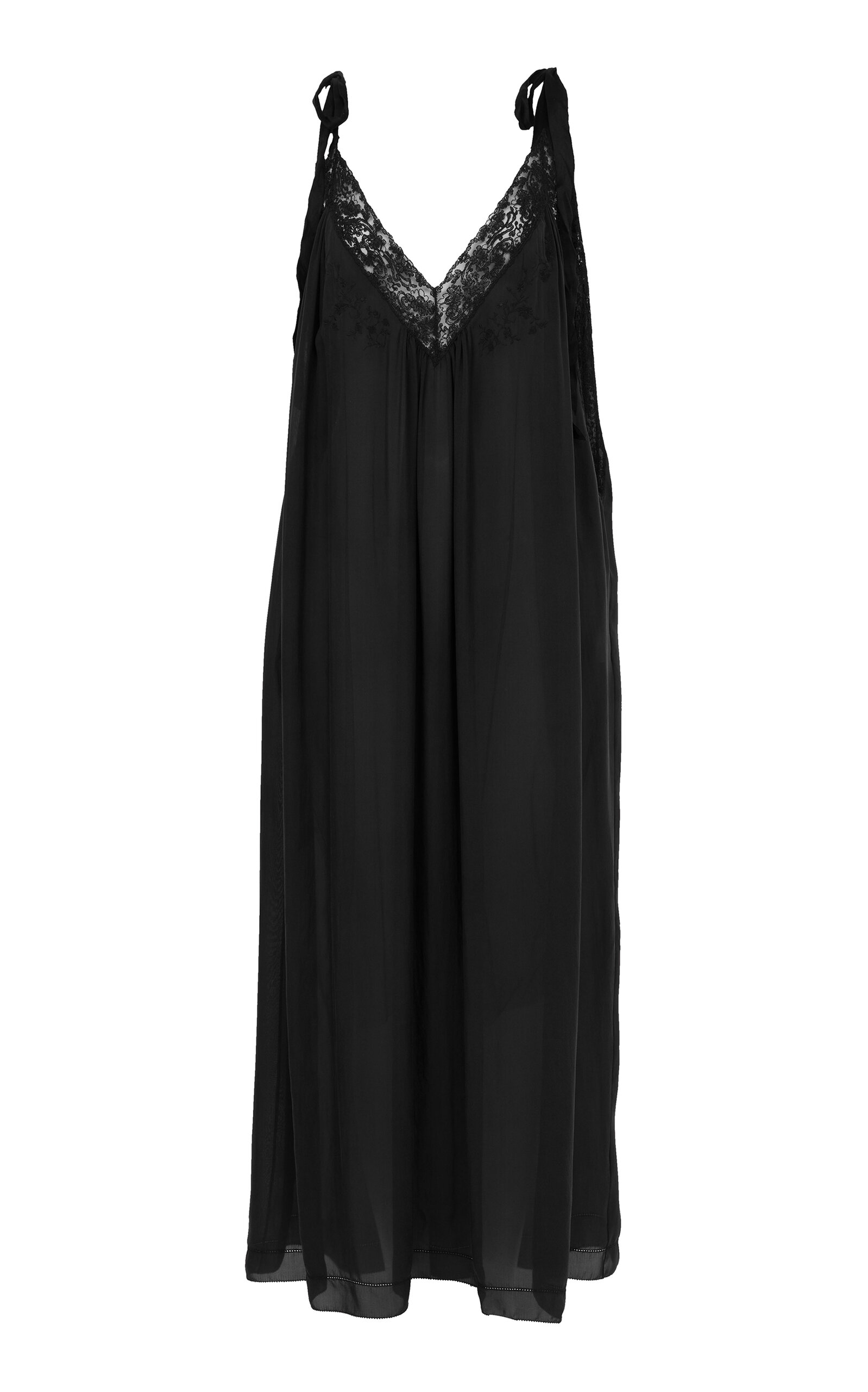 Chloé Lace-trimmed Organic Silk Charmeuse Maxi Dress In Black