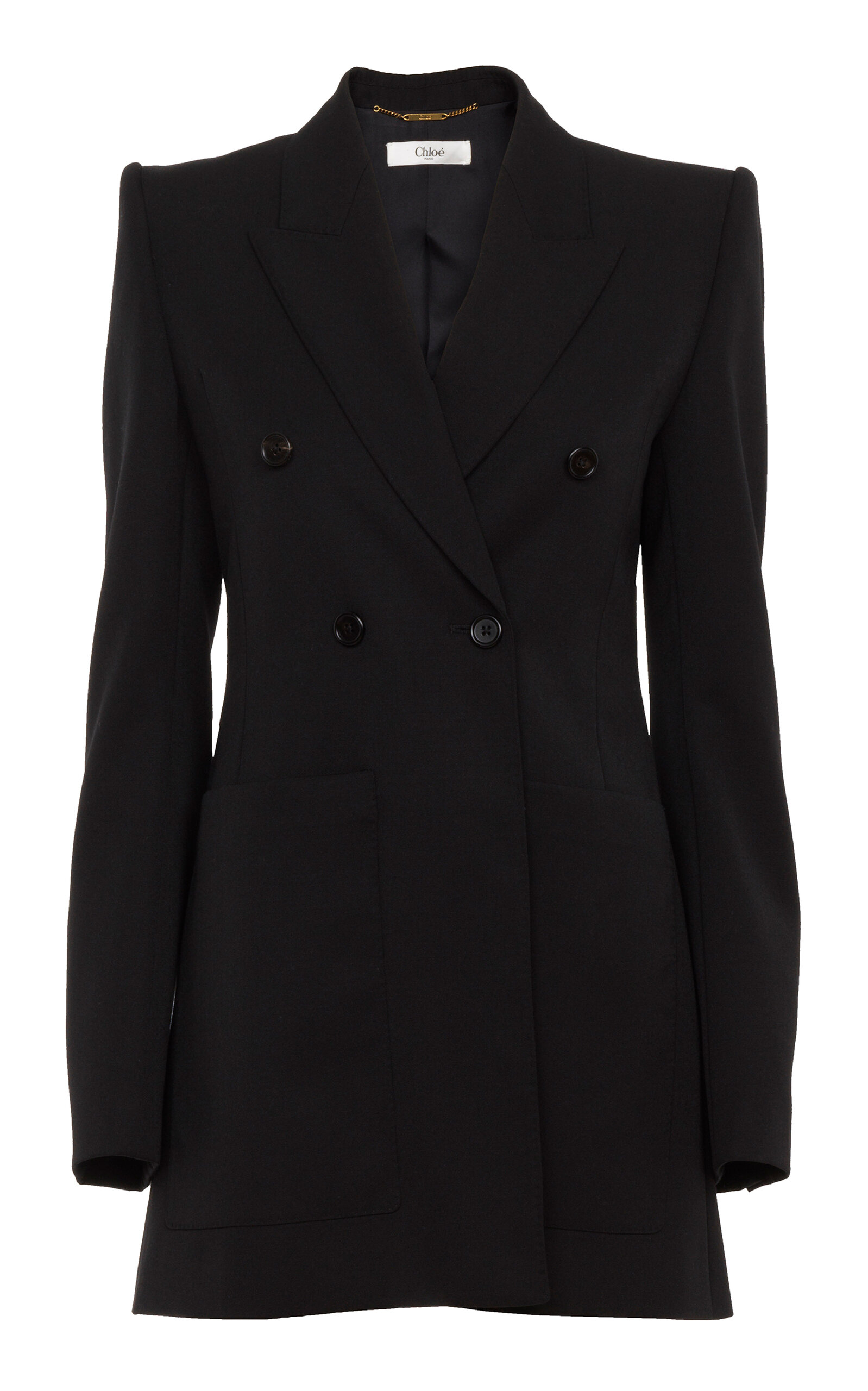 Chloé Double-Breasted Grain De Poudre Wool Blazer - Black