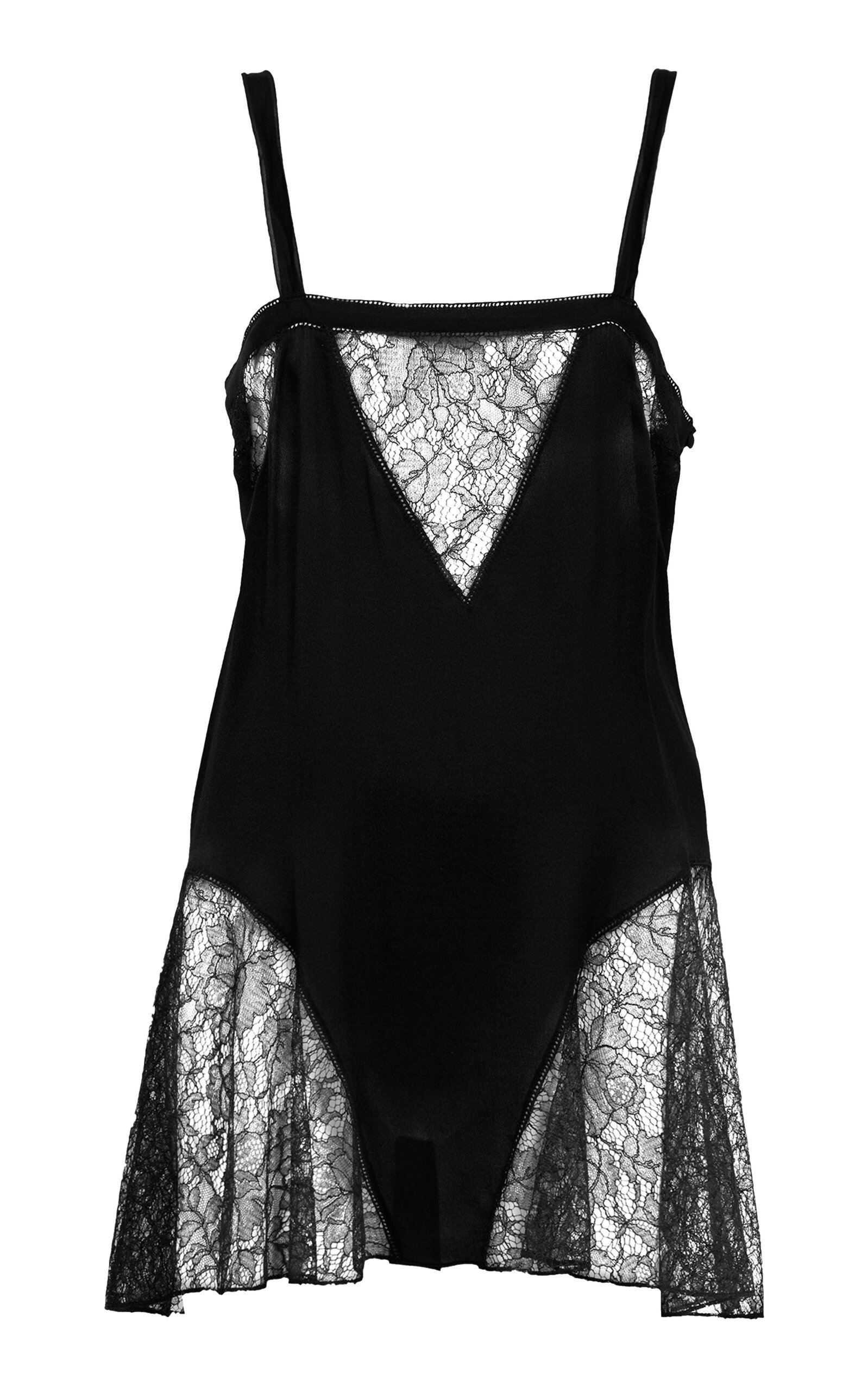 Chloé Lace-Trimmed Silk Charmeuse Mini Dress