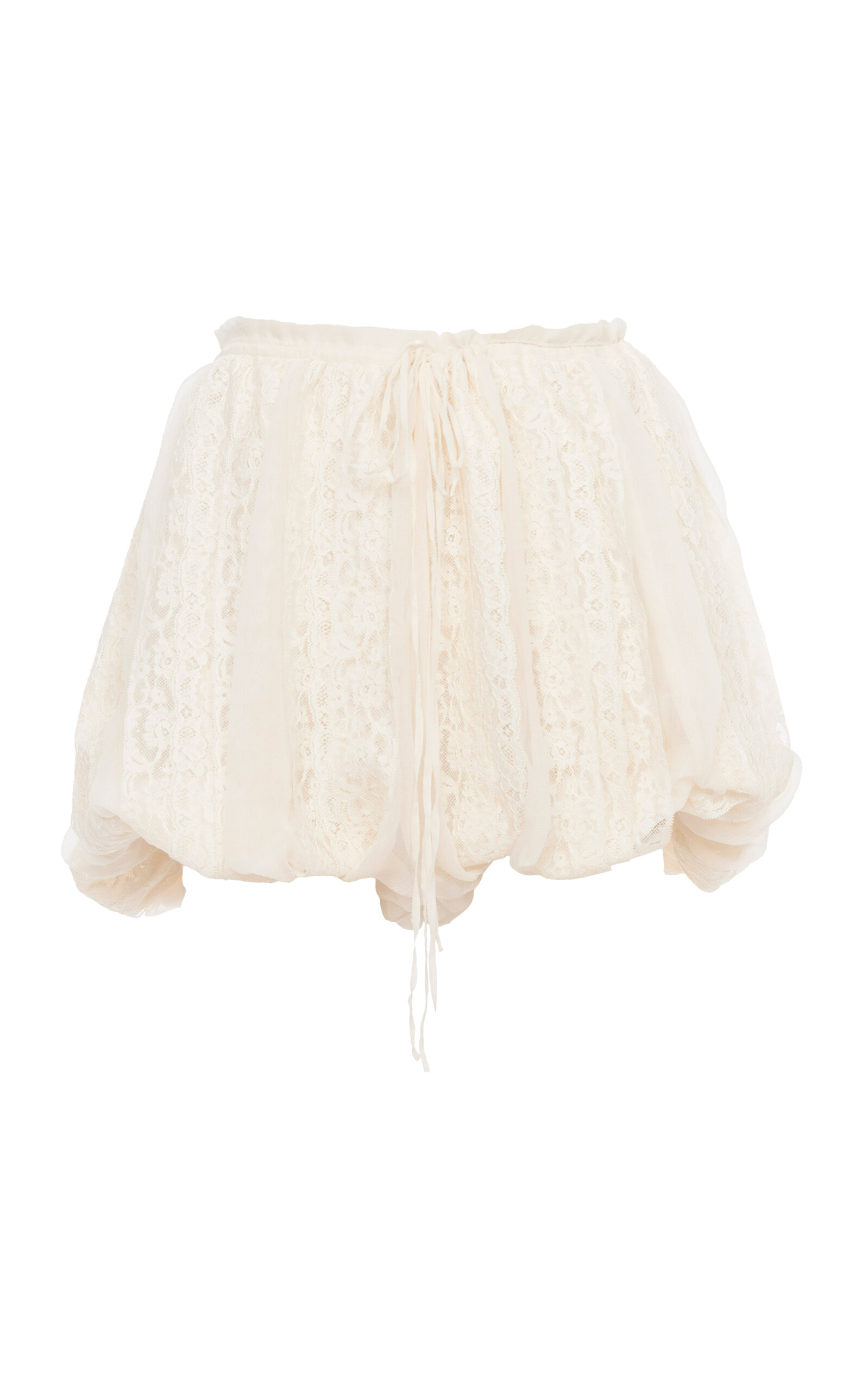 Chloé Lace-Paneled Organic Silk Mousseline Shorts - White