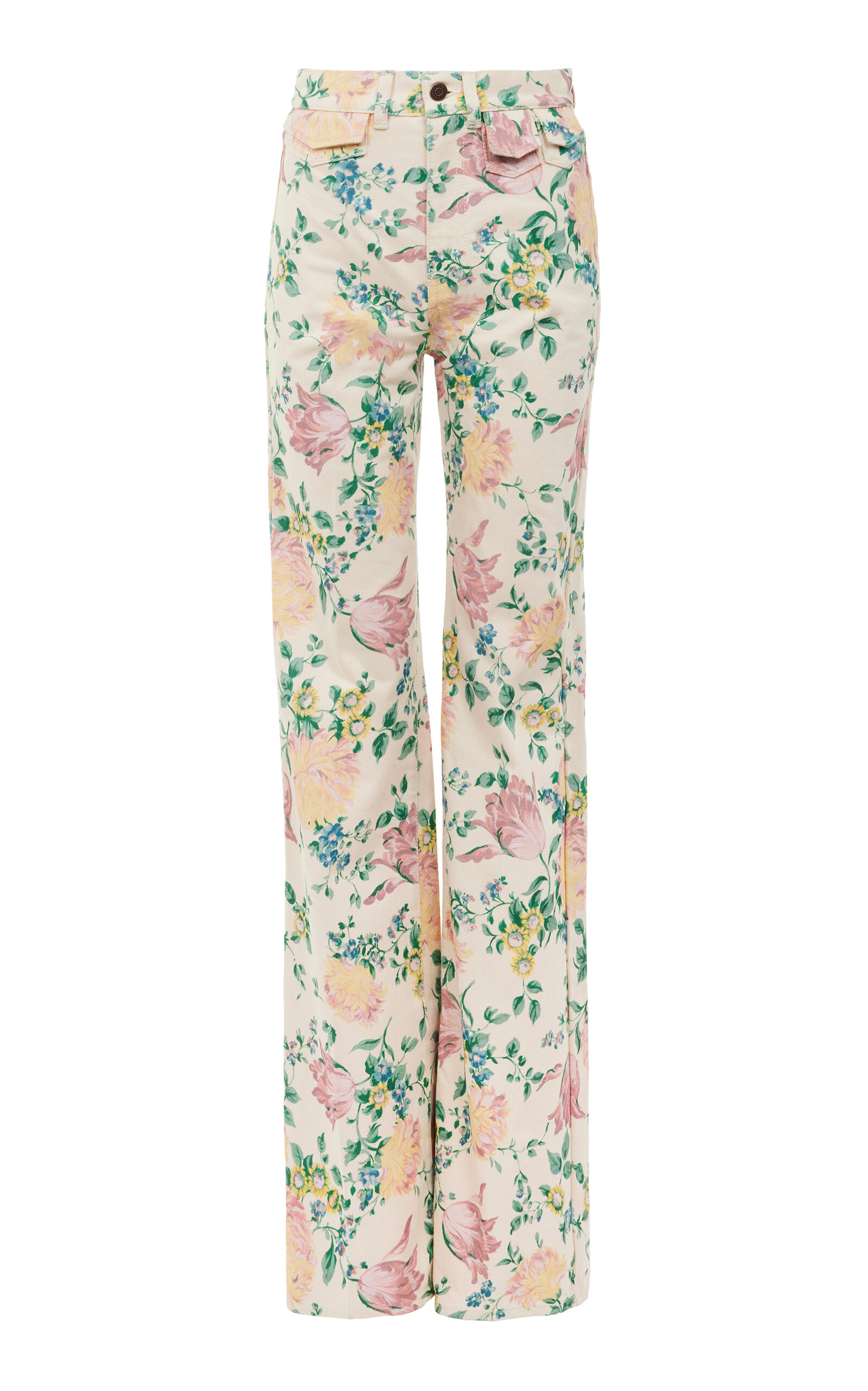Chloé Printed Rigid High-rise Flared Jeans In Multi