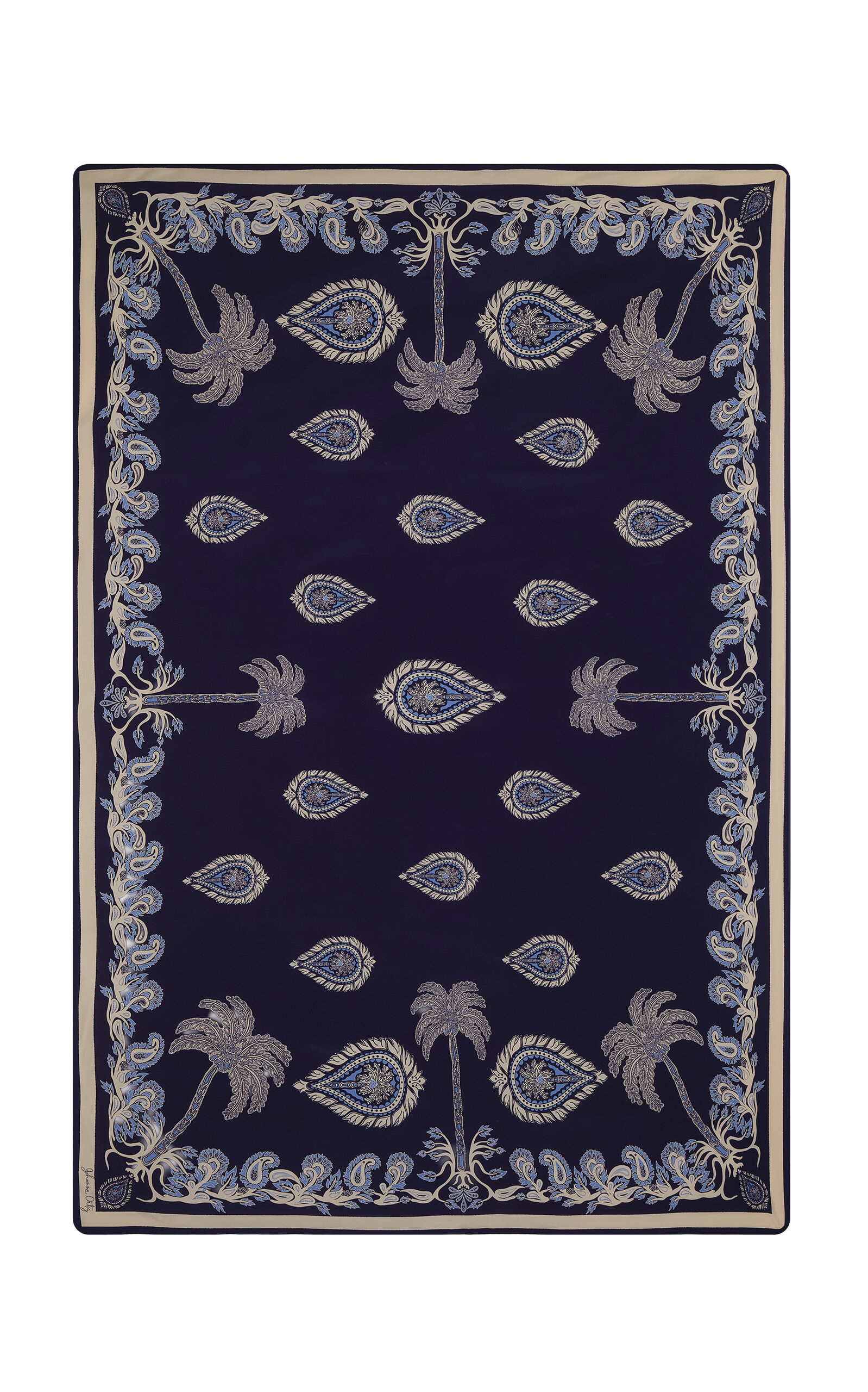 Johanna Ortiz Tropical Bandana Silk Shawl In Blue