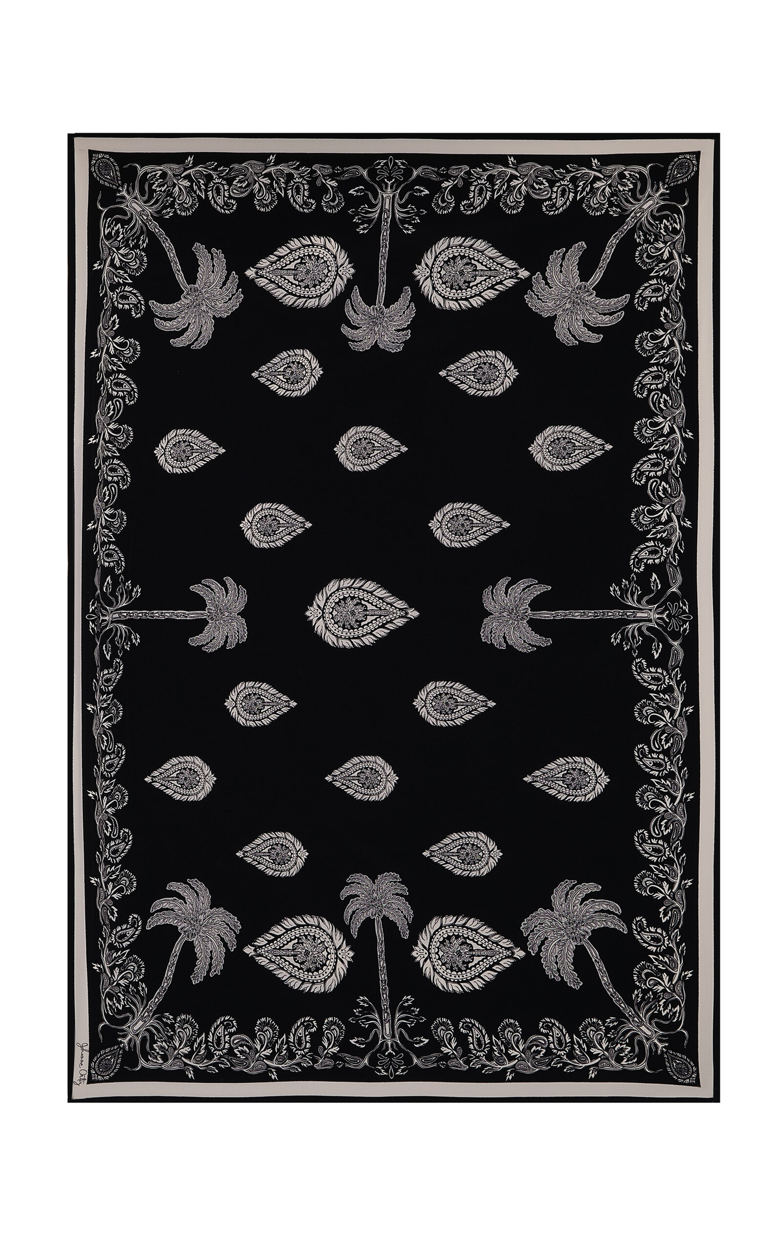 Johanna Ortiz Tropical Bandana Silk Shawl - Black - OS