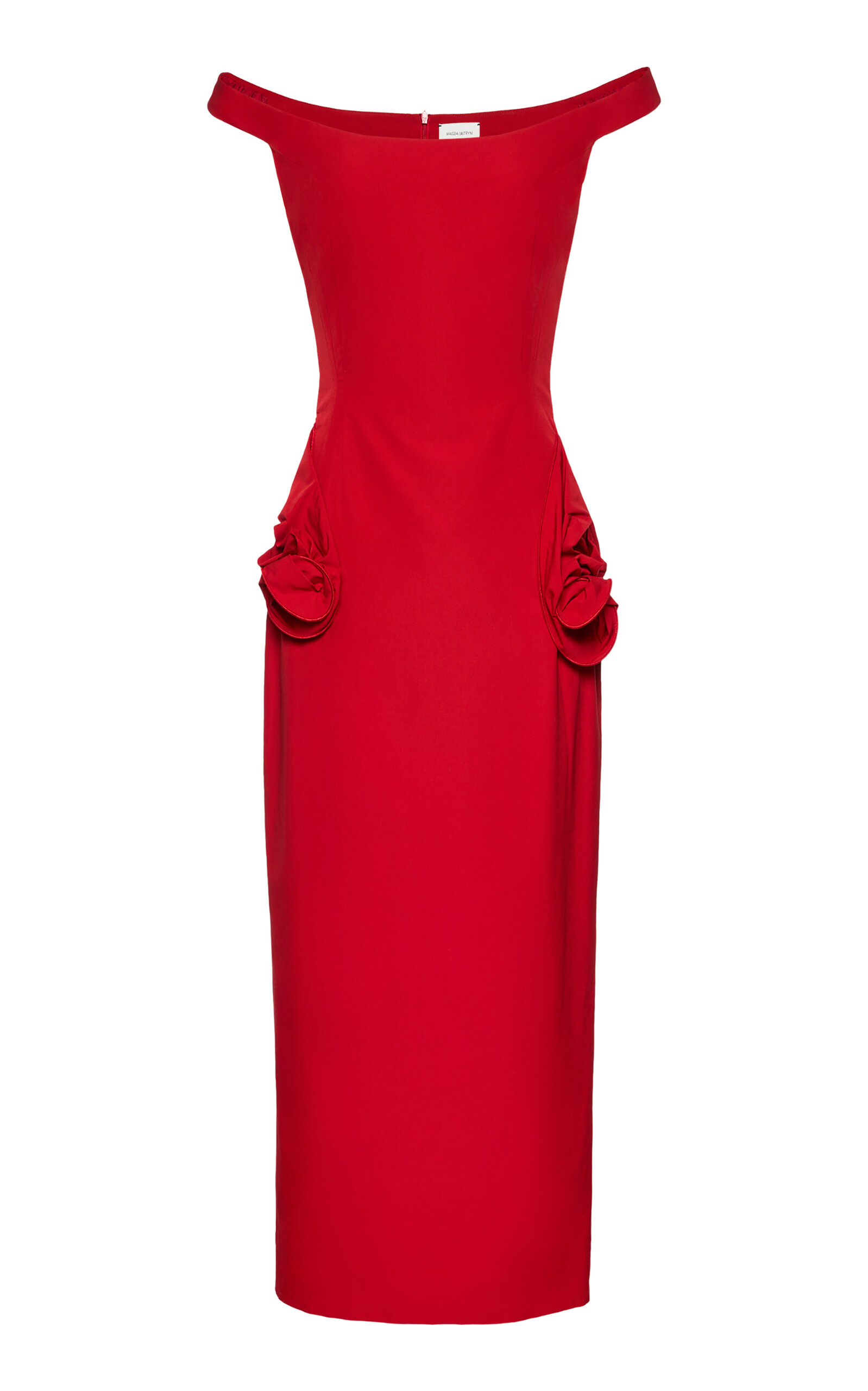 Shop Magda Butrym Cutout Silk Maxi Dress In Red