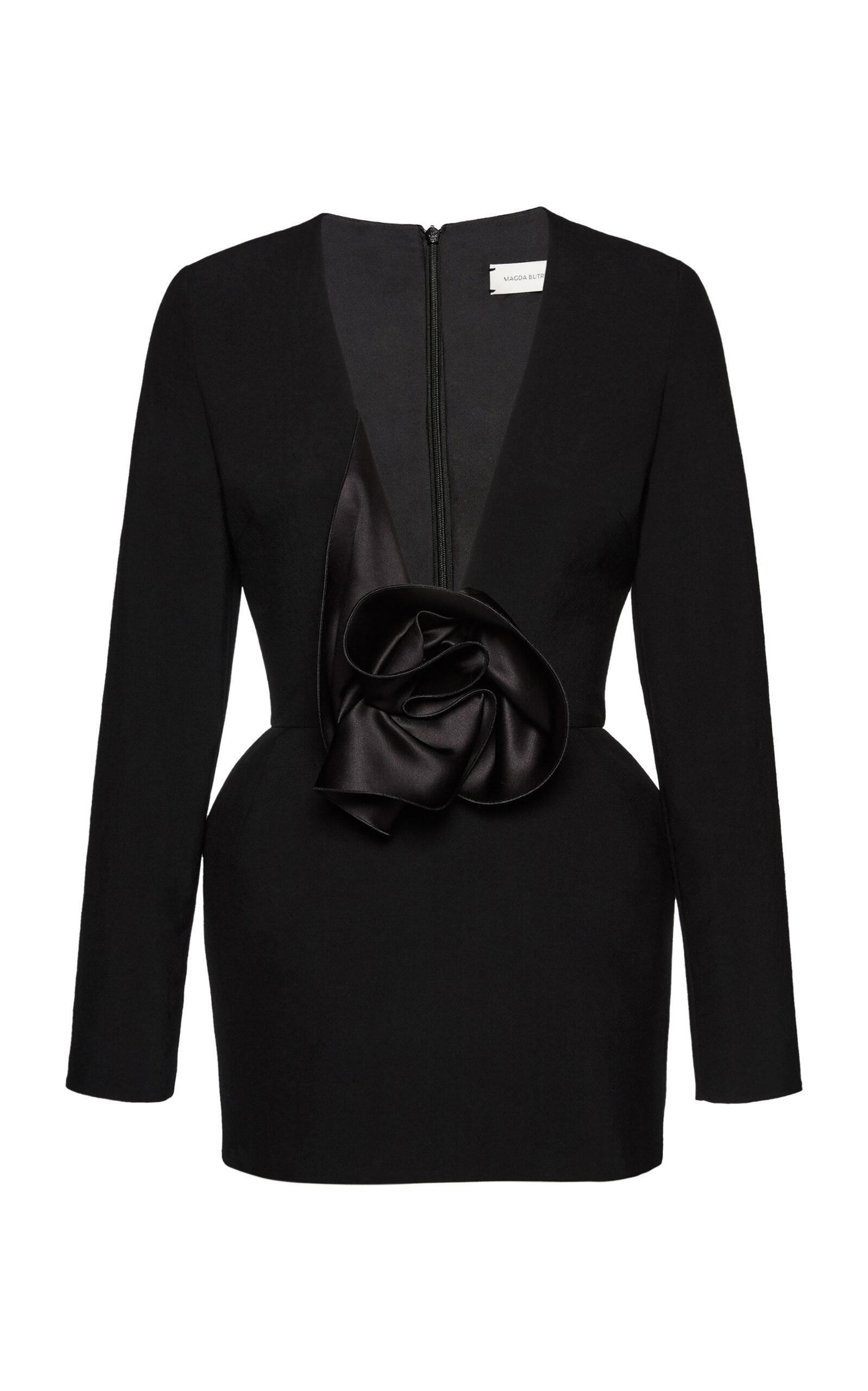Magda Butrym Oversized Floral Embellished Silk-wool Dress In Black