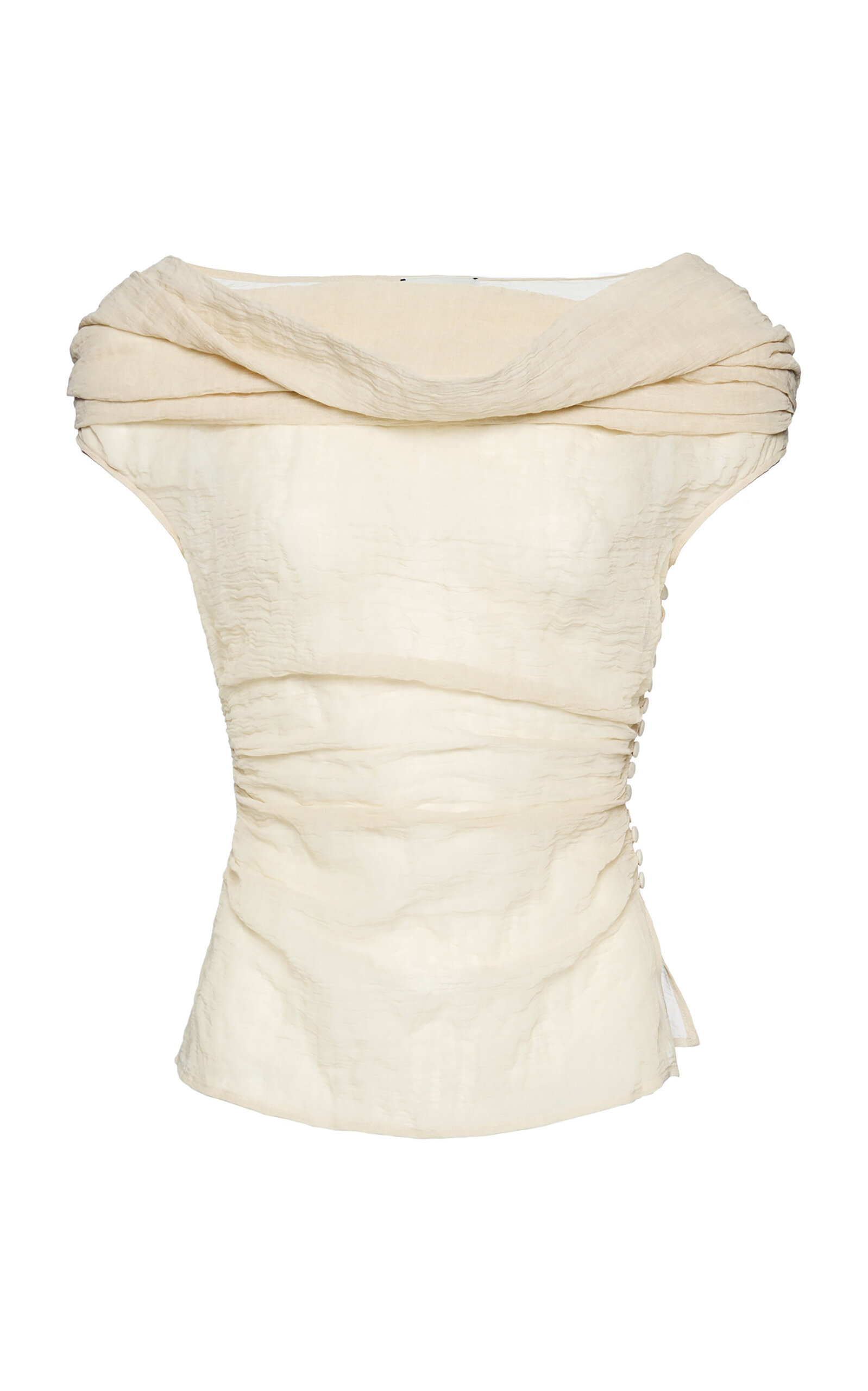 Magda Butrym Cowl Neck Cotton Top - Ivory