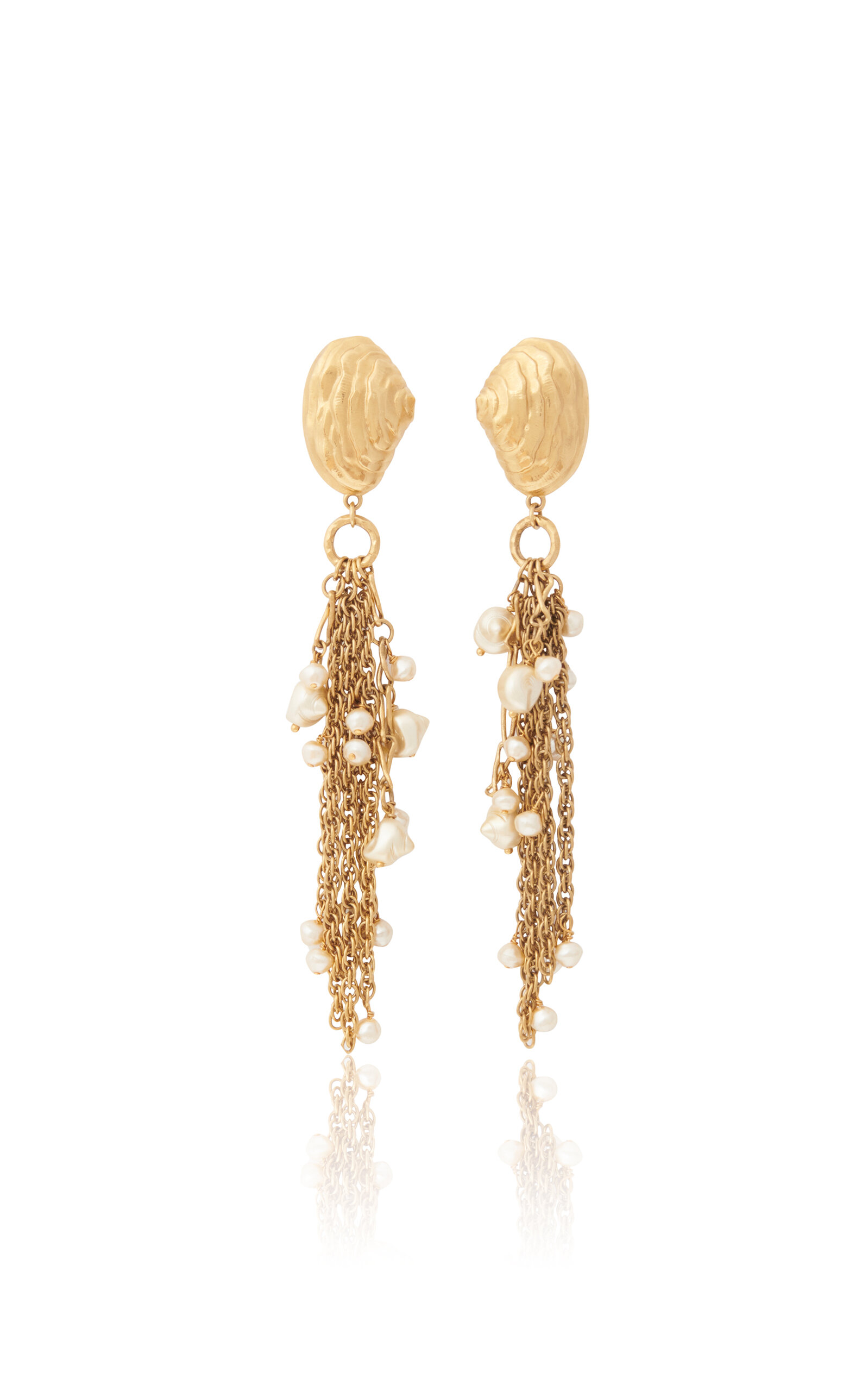 Chloé Gold-tone Shell Pearl Drop Earrings In Gold
