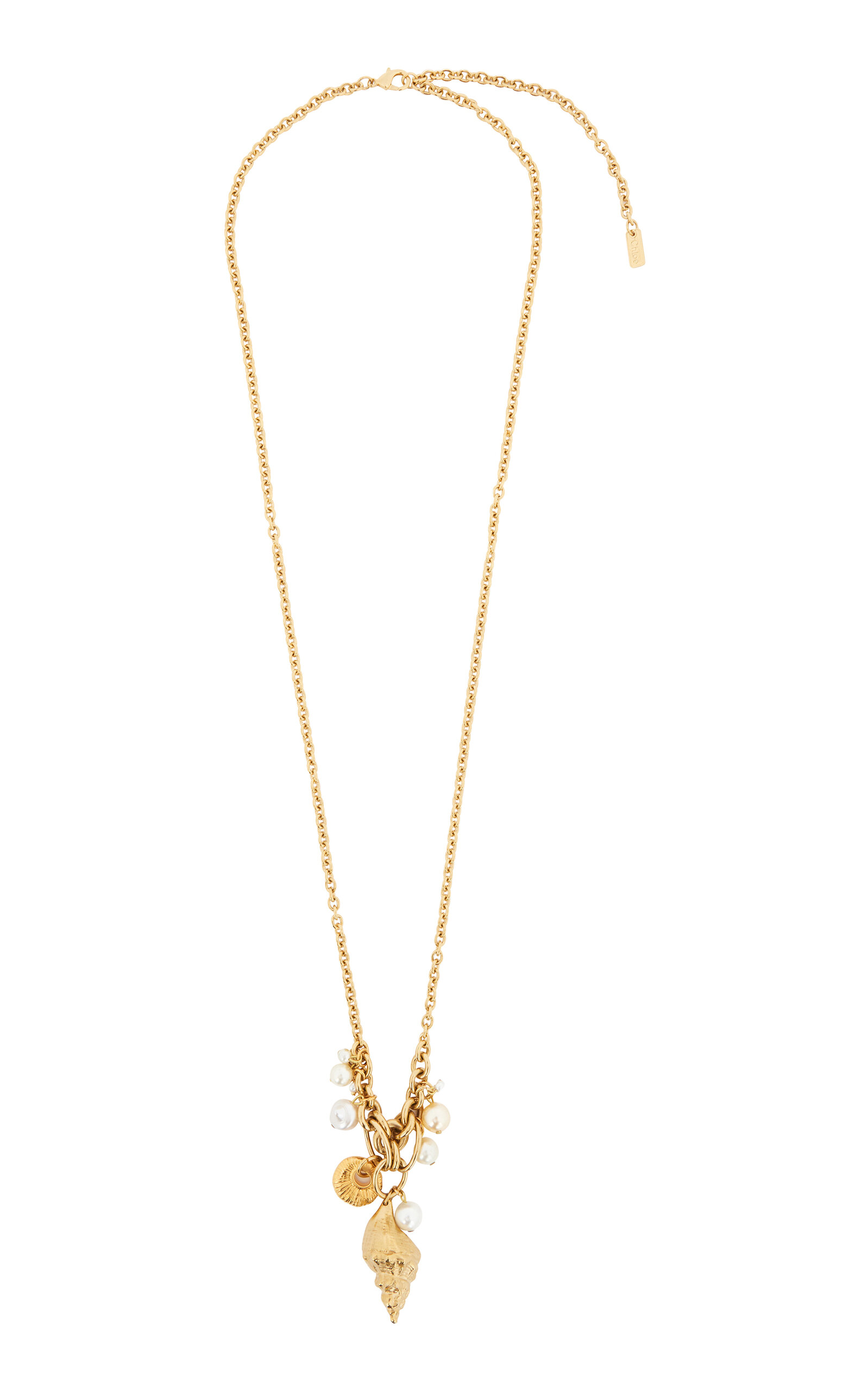 Chloé Gold-Tone Shell Pearl Pendant Necklace - Gold - OS - Moda Operandi - Women's Jewelry And Watches
