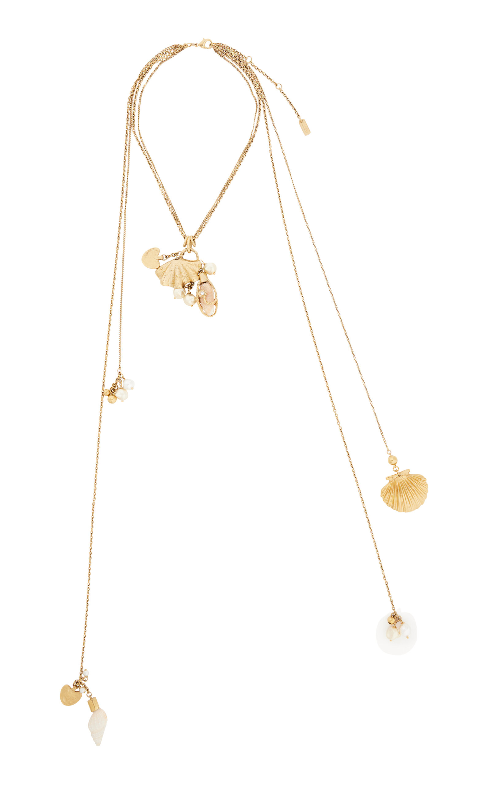 Chloé Gold-Tone Shell Pearl Pendant Necklace - Gold - OS - Moda Operandi