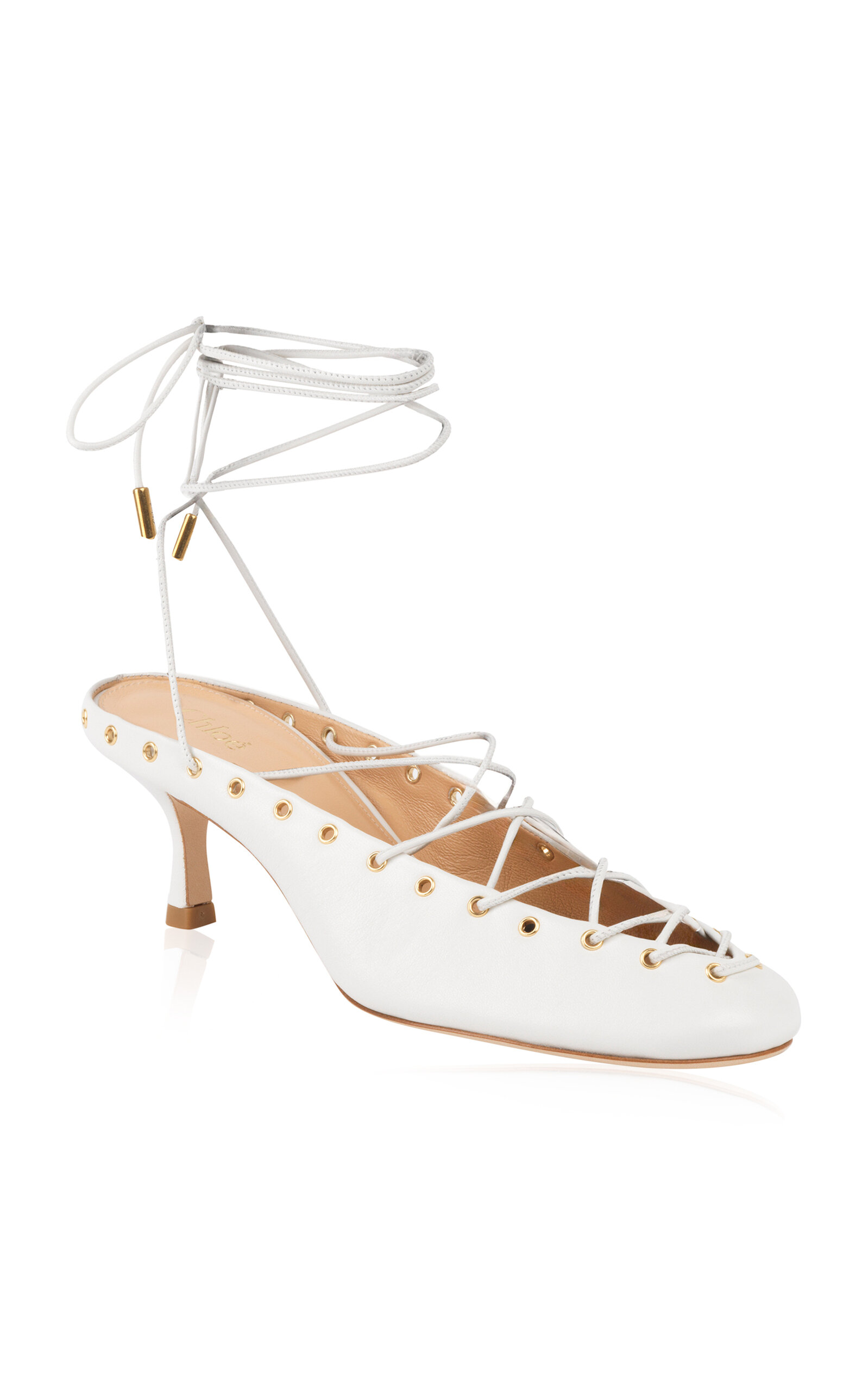 Chloé Chloe Ghilies Tie-up Leather Sandals In White
