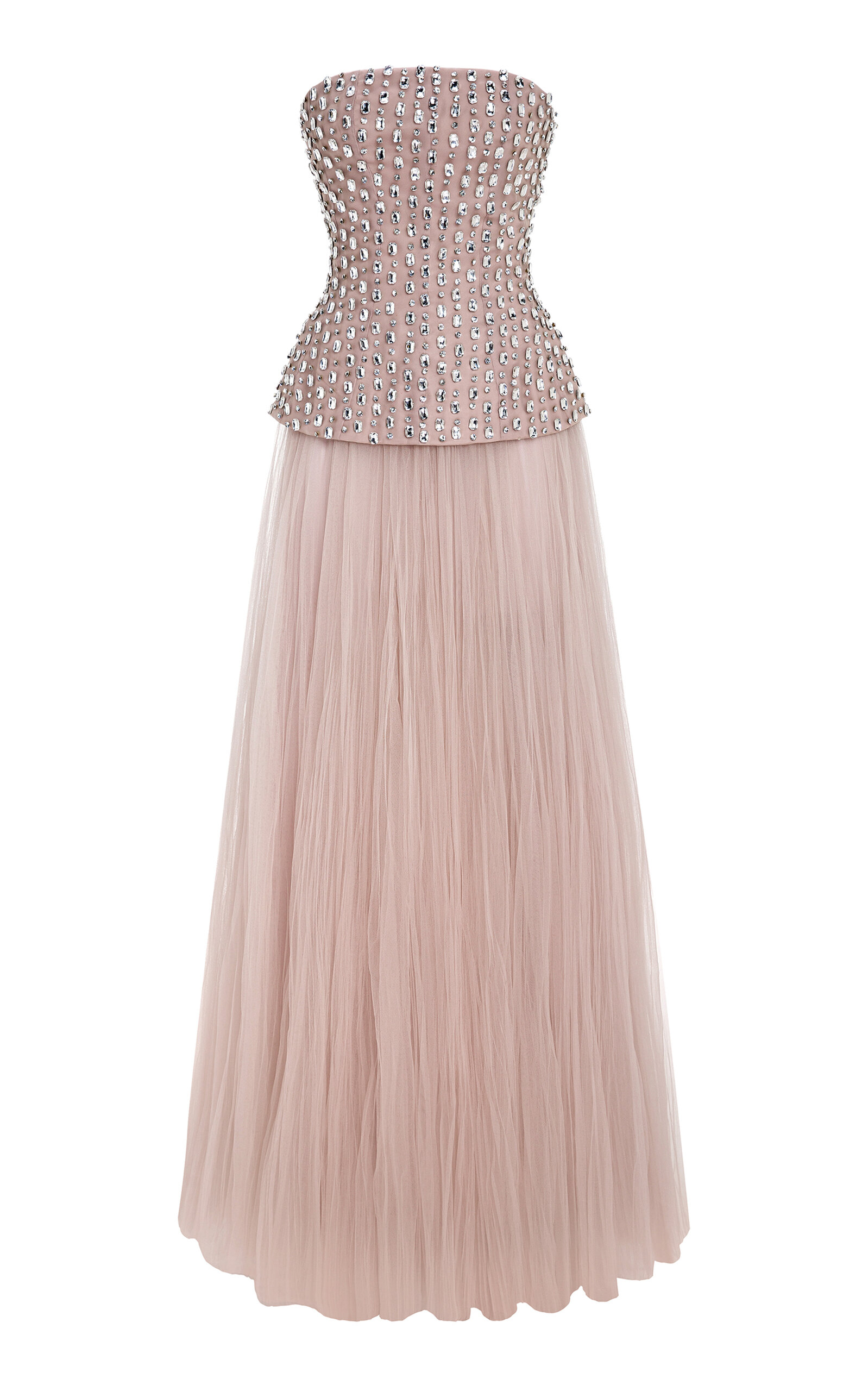 Marmar Halim Crystal-Embellished Stone Laced Top - Nude