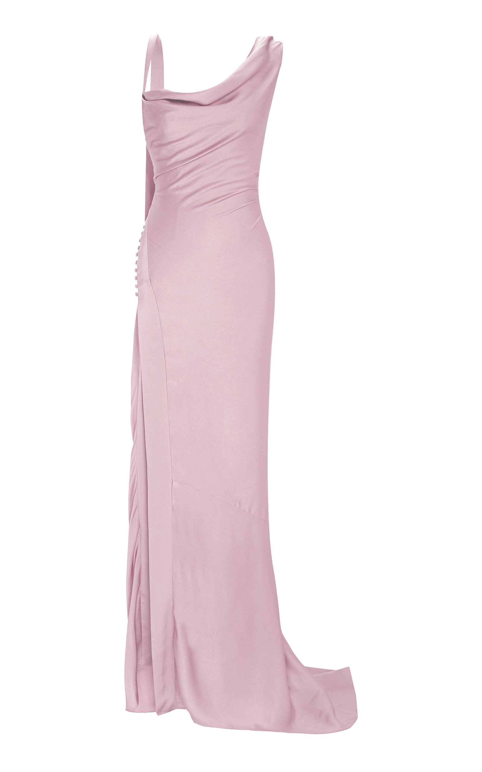 Button-Detail Silk Satin Gown