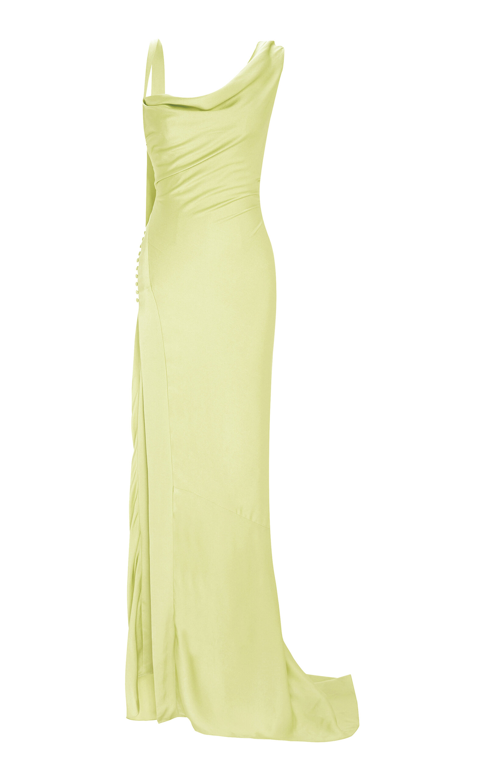 Marmar Halim Button Detailed Slip Silk Gown In Yellow