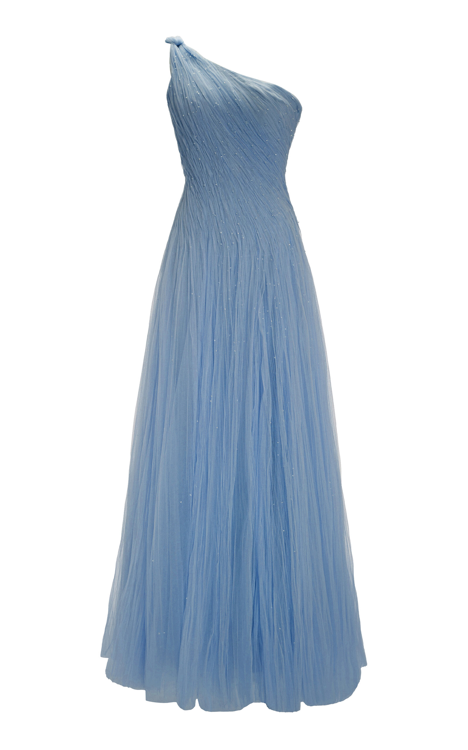 Marmar Halim Single-Shoulder Silk Tulle Gown - Light Blue