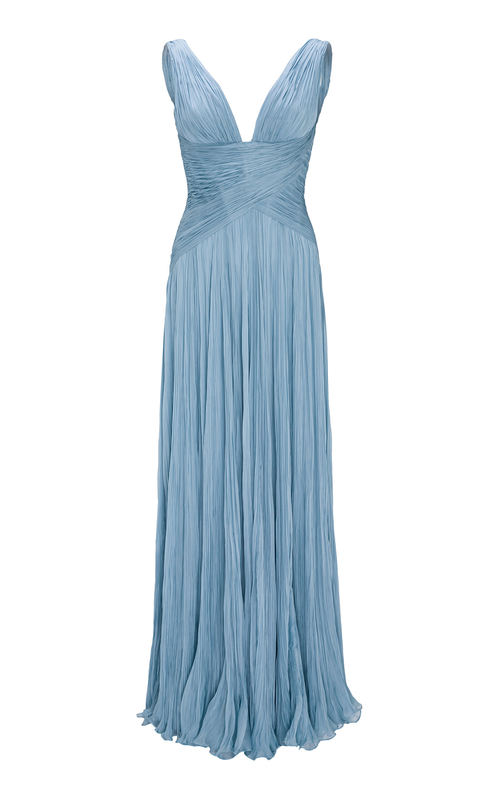 Lettuce Hem Pleated Silk Gown