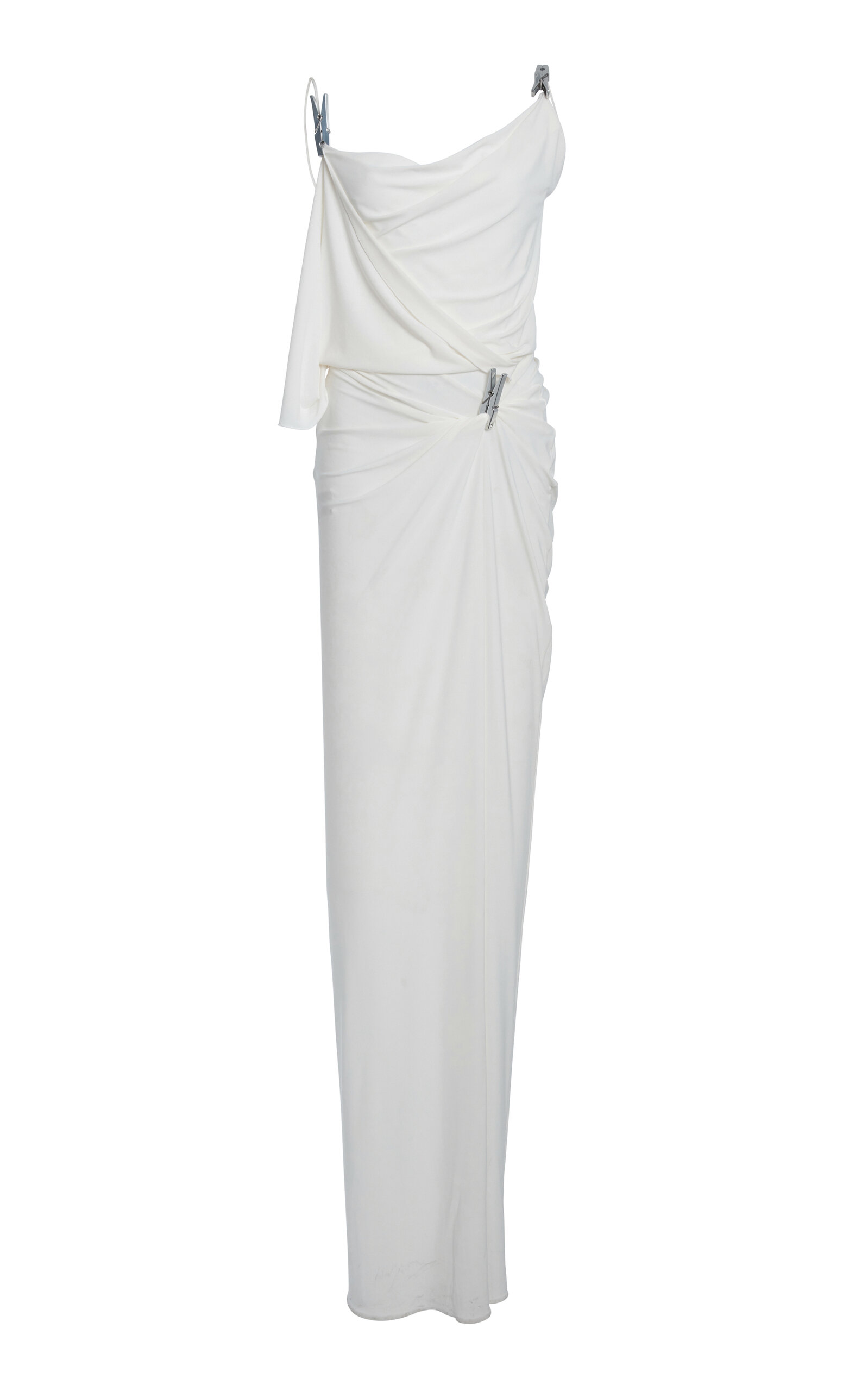 Coperni Draped Washing Clip Gala Dress In White