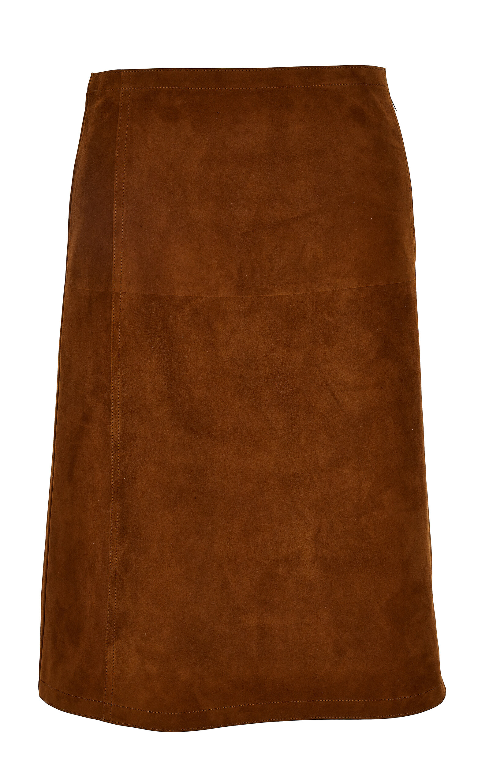 Versace Suede-effect Leather Knee-length Skirt In Brown