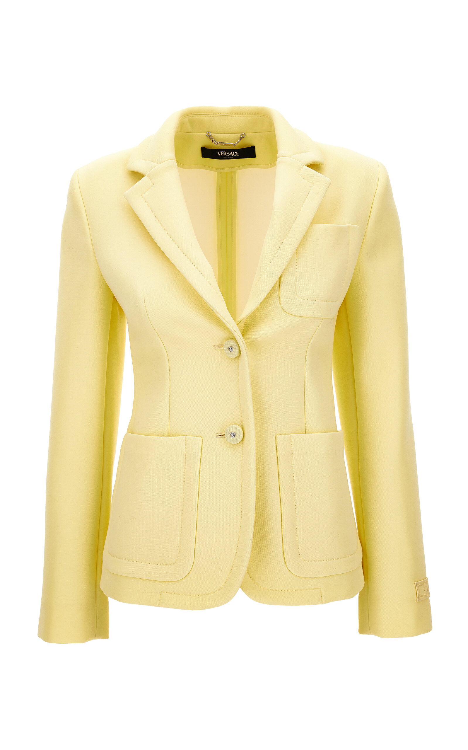 Versace Bonded Scuba Wool-blend Blazer In Yellow