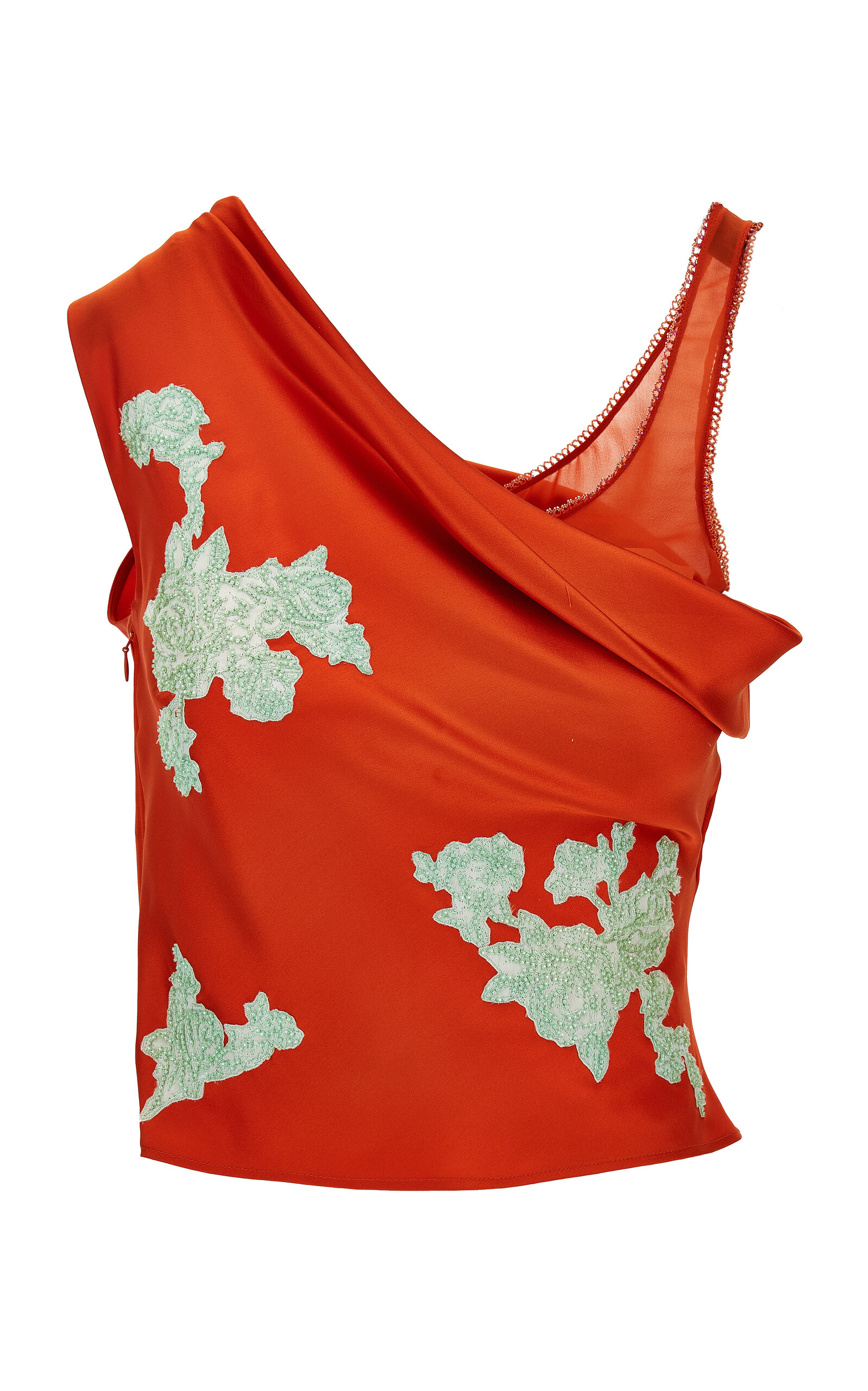 Versace Draped Silk Satin Top - Red