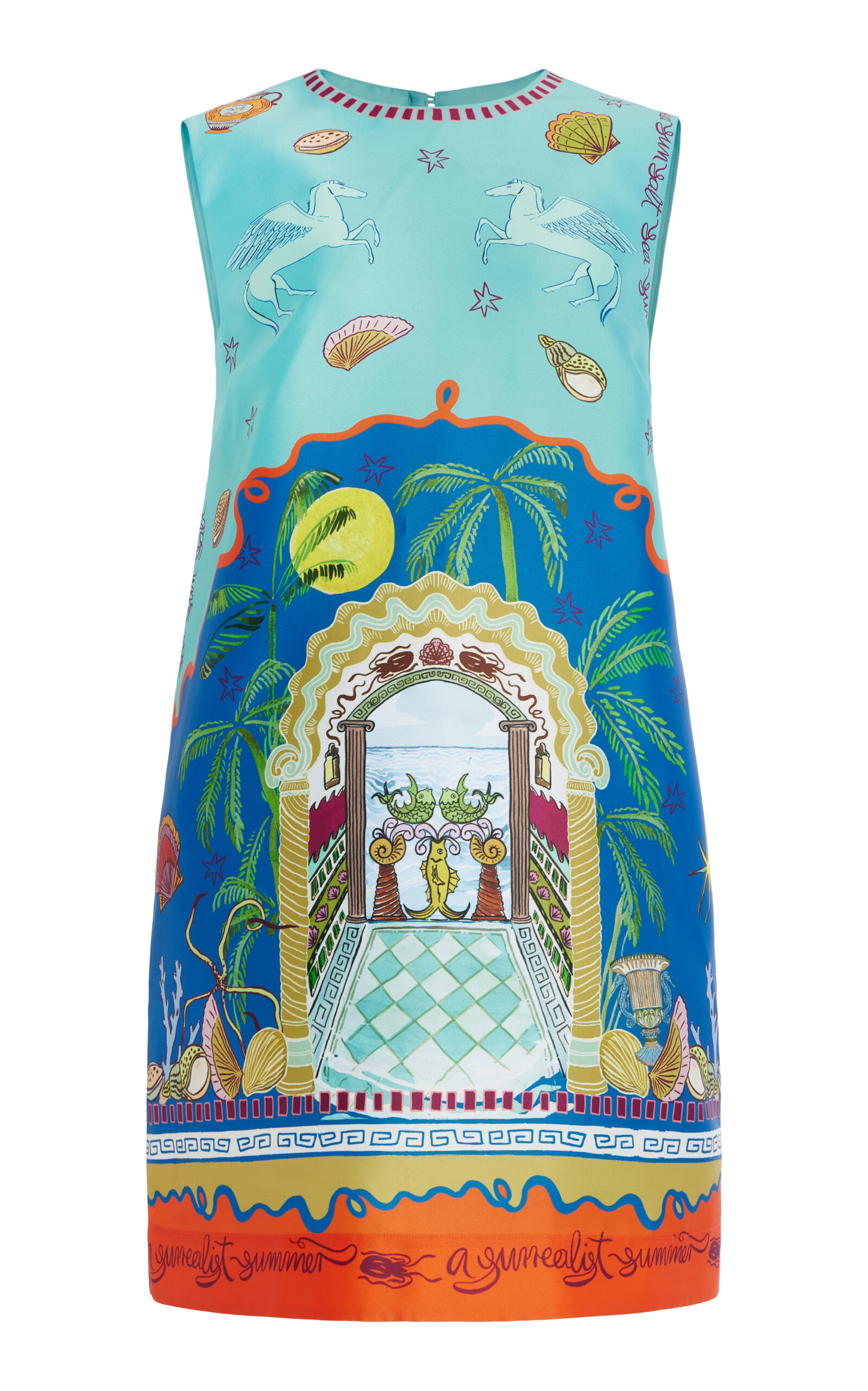 ALEMAIS Surrealist Summer Crepe Mini Dress - Multi