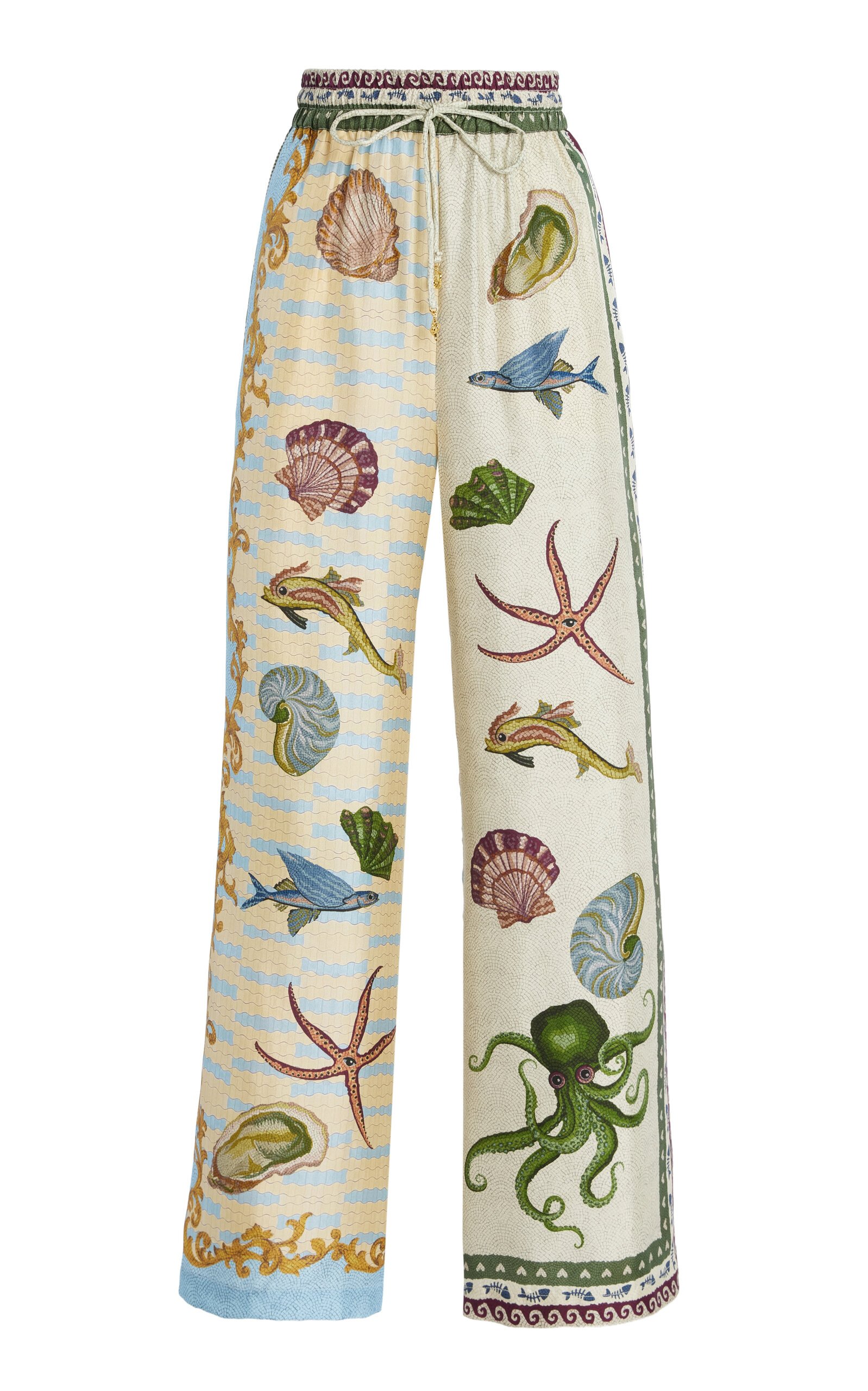 ALEMAIS BATH HOUSE SILK TWILL WIDE-LEG PANTS
