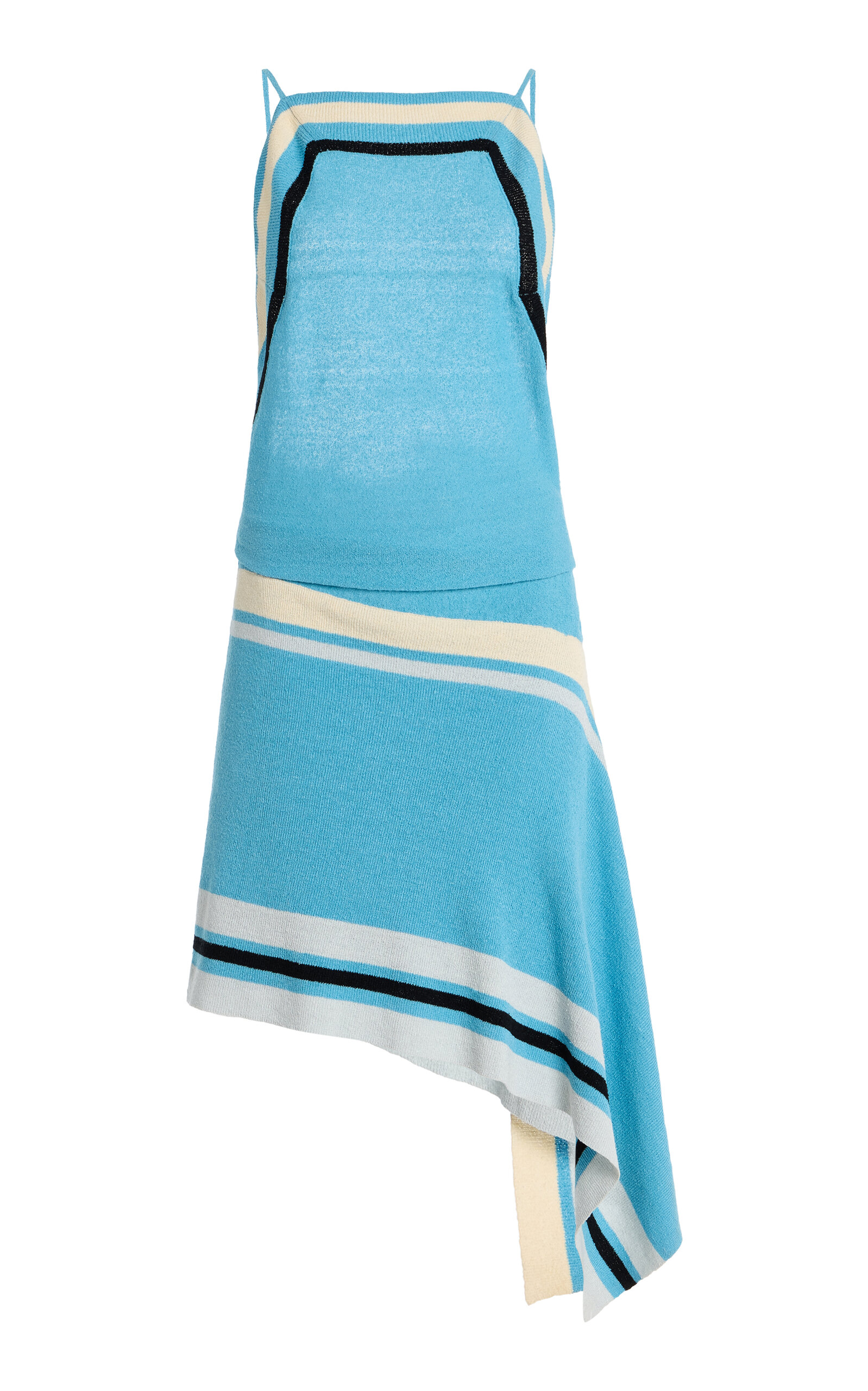 Christopher Esber Straccio Knitted Extension Drape Mini Dress In Blue