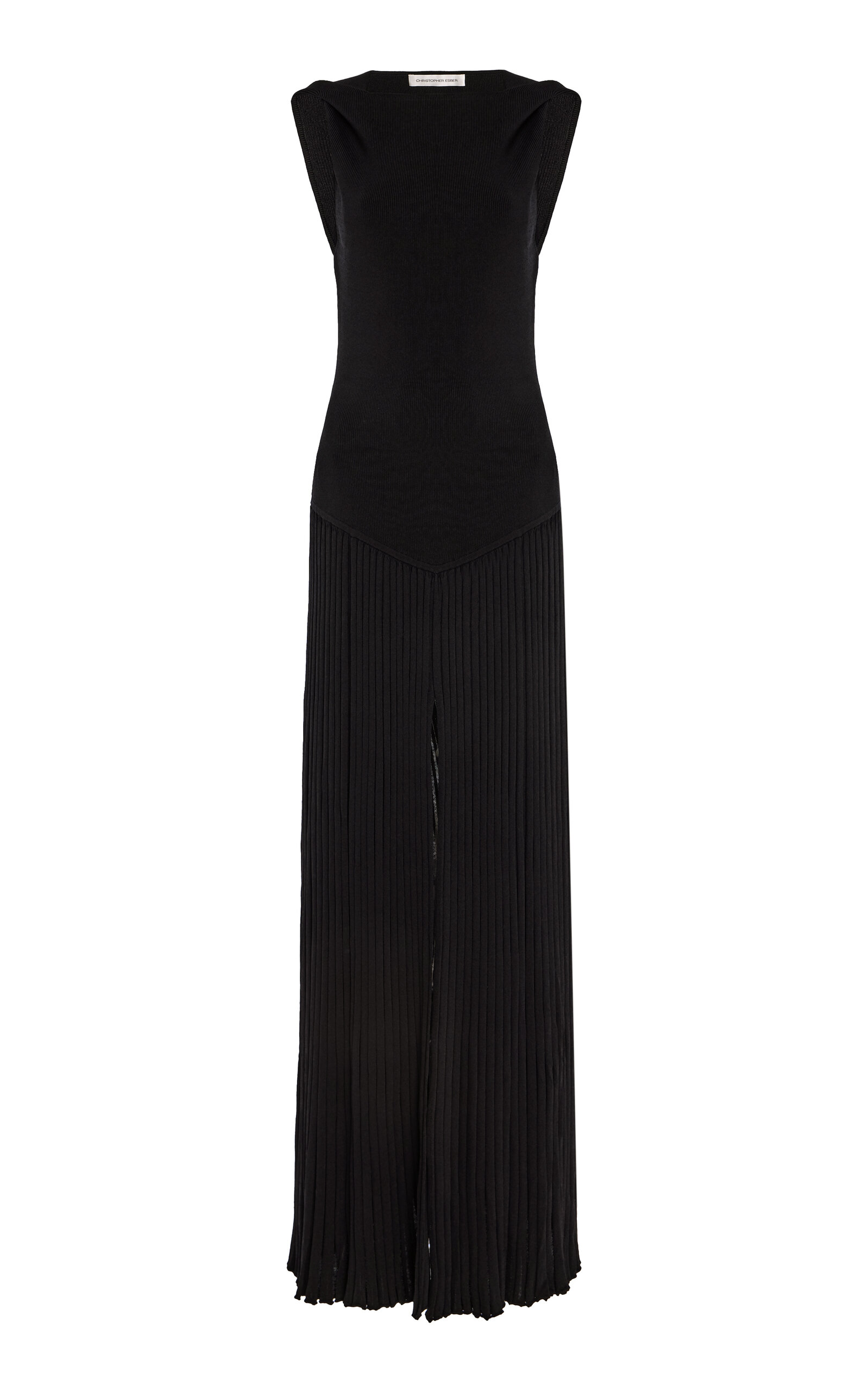 Christopher Esber Pleated Knit Maxi Dress - Black - XXS