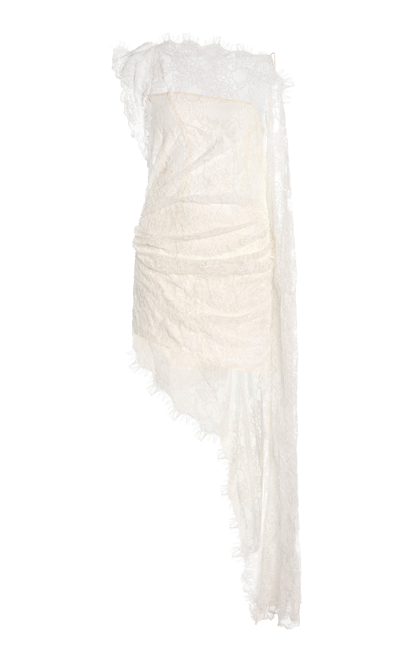 Christopher Esber Floating Lace Cotton Mini Dress In White