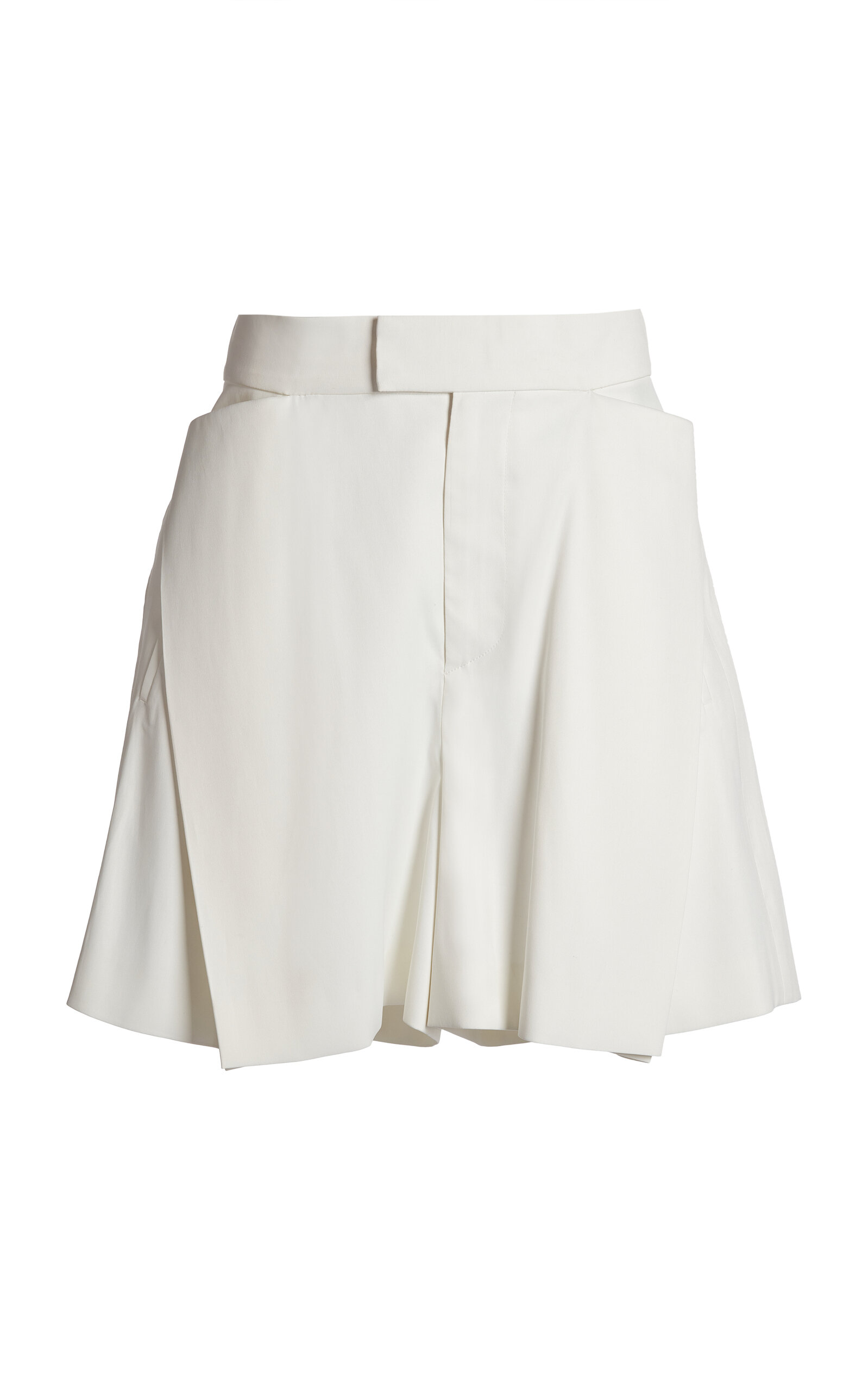 VICTORIA BECKHAM FOLD-DETAIL WOOL SUITING SHORTS 