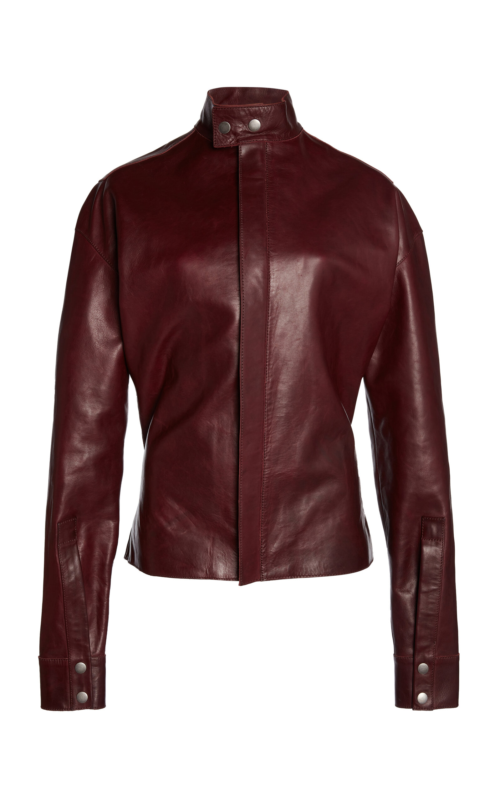 Victoria Beckham Sculpted Leather Jacket - Burgundy