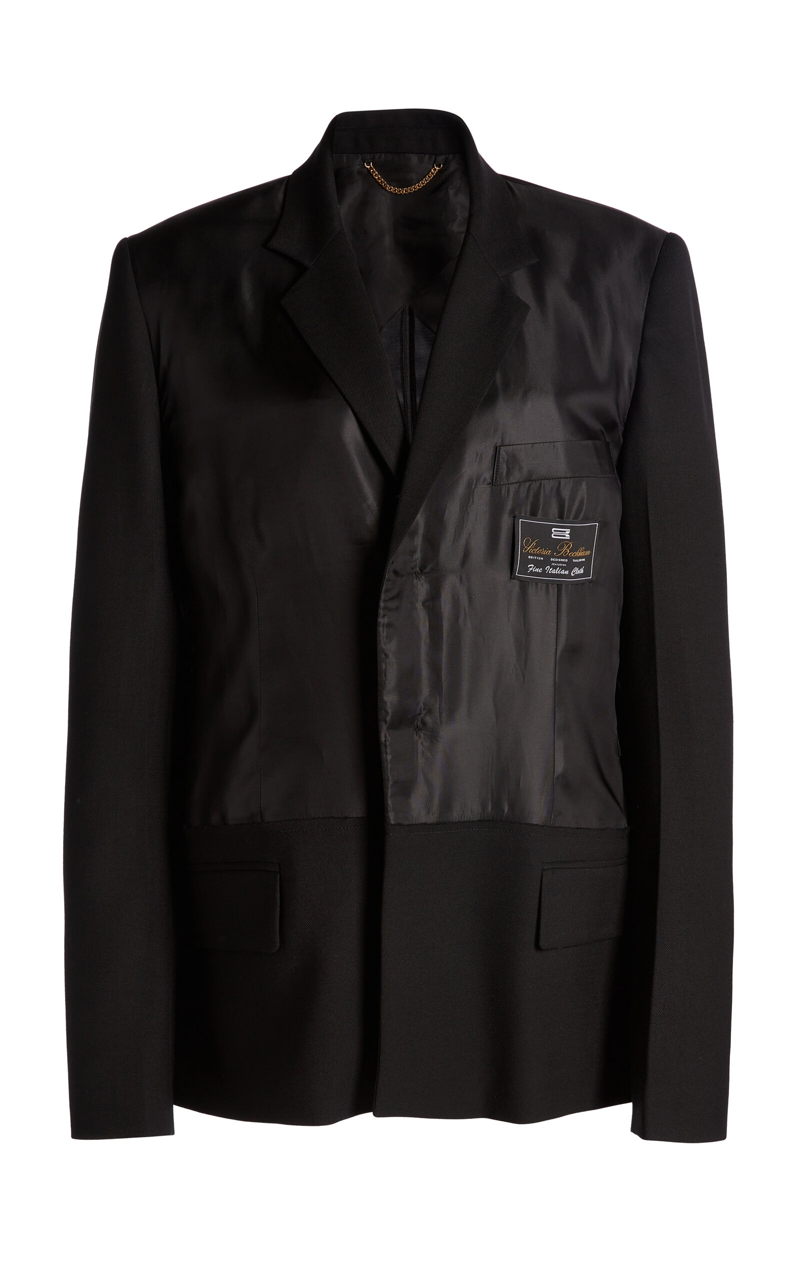 Victoria Beckham Satin-Paneled Suiting Blazer - Black