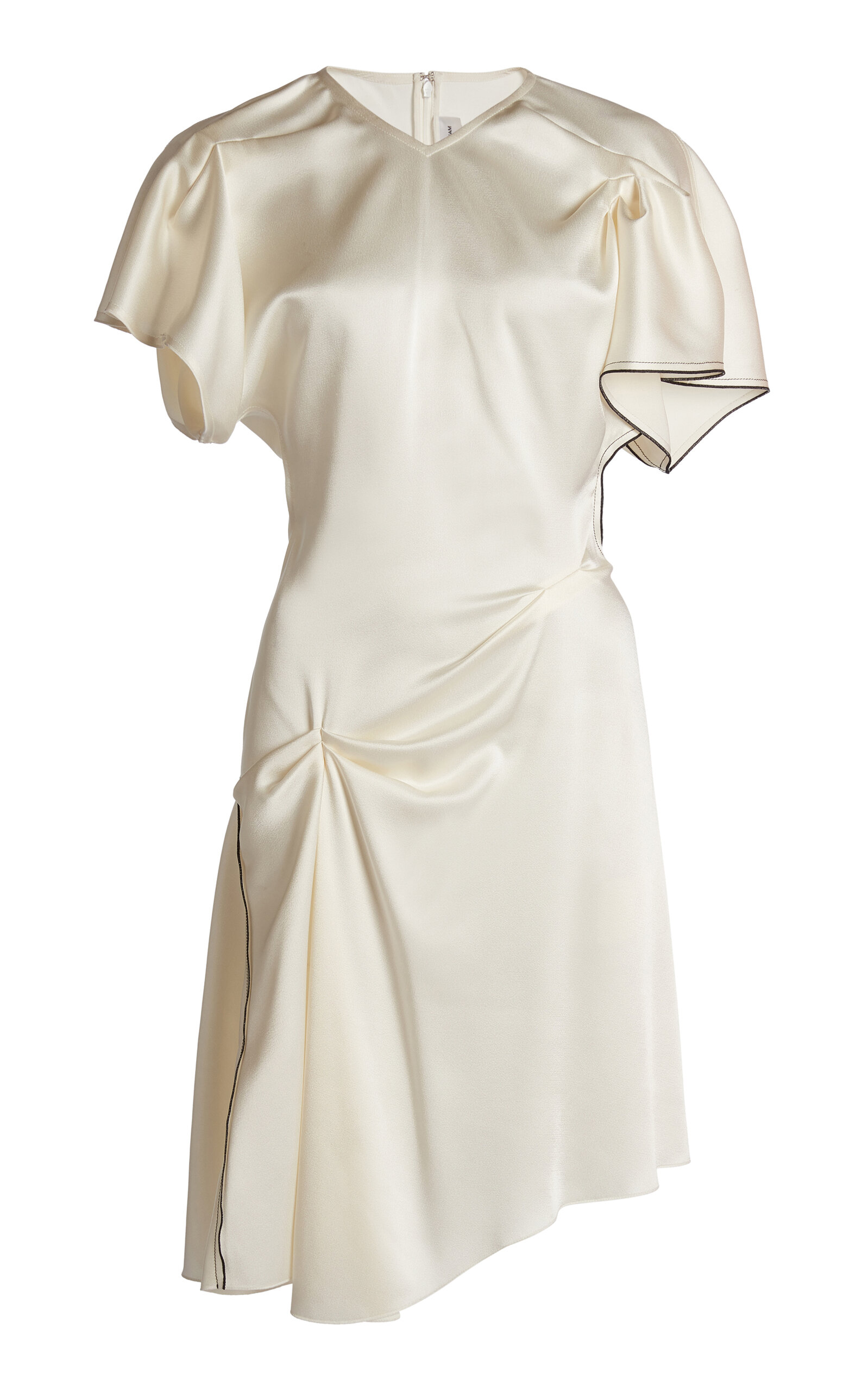 Victoria Beckham Gathered Satin Mini Dress - Ivory