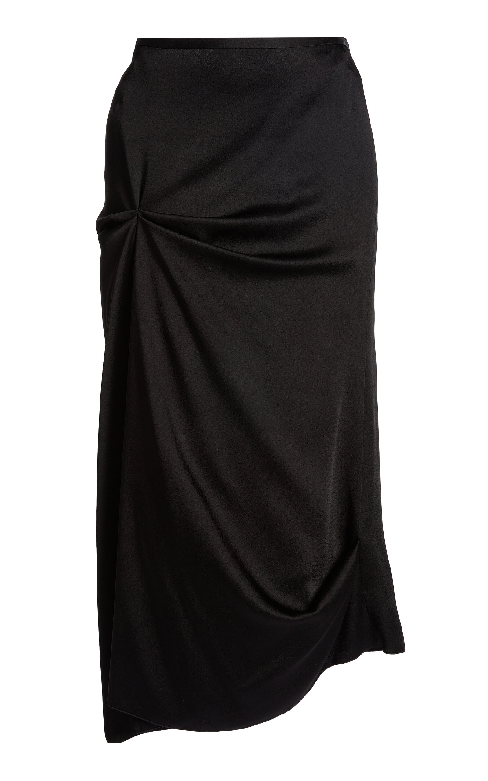 Victoria Beckham Draped Satin Midi Skirt - Black