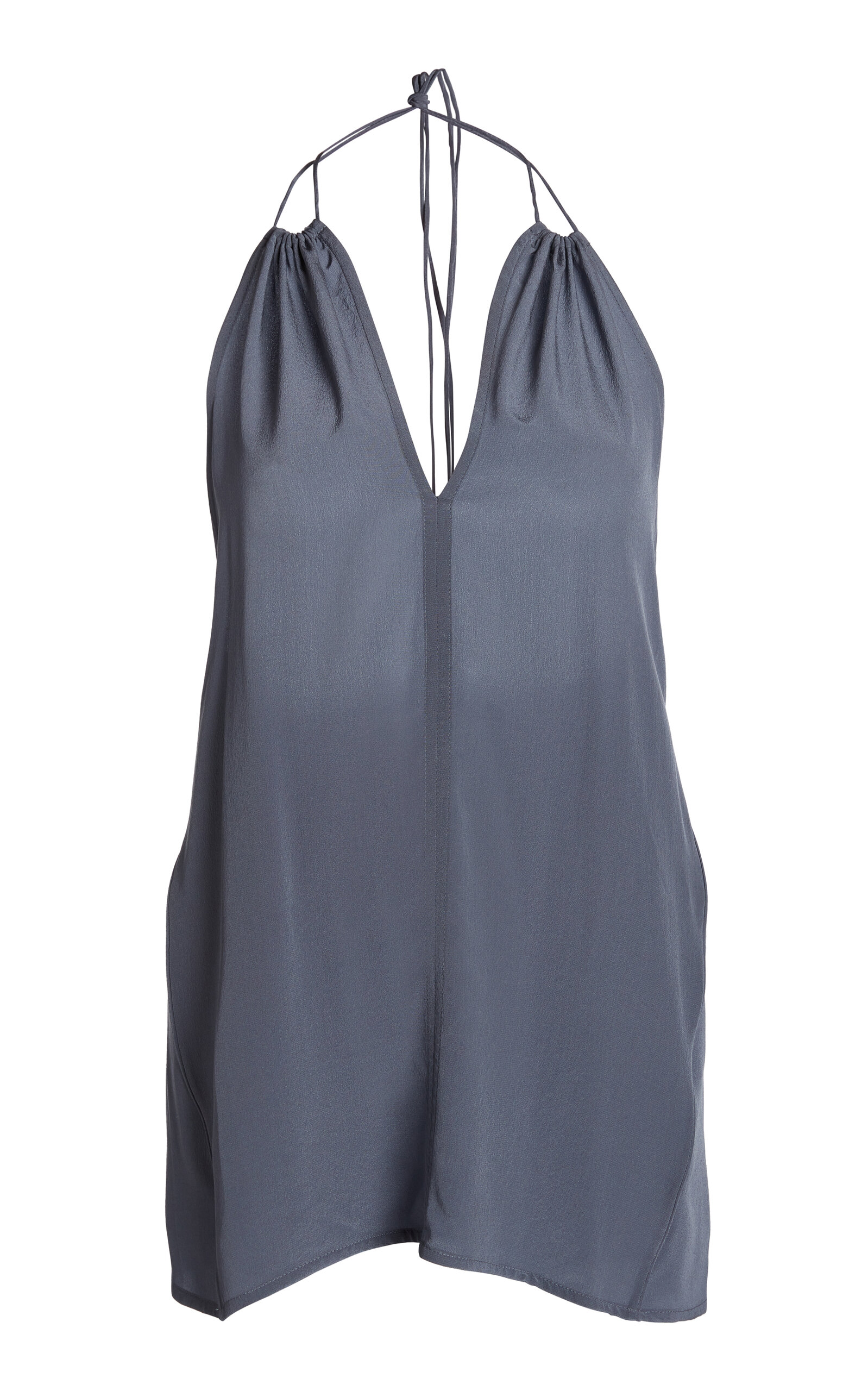 VICTORIA BECKHAM GATHERED SILK HALTER TOP