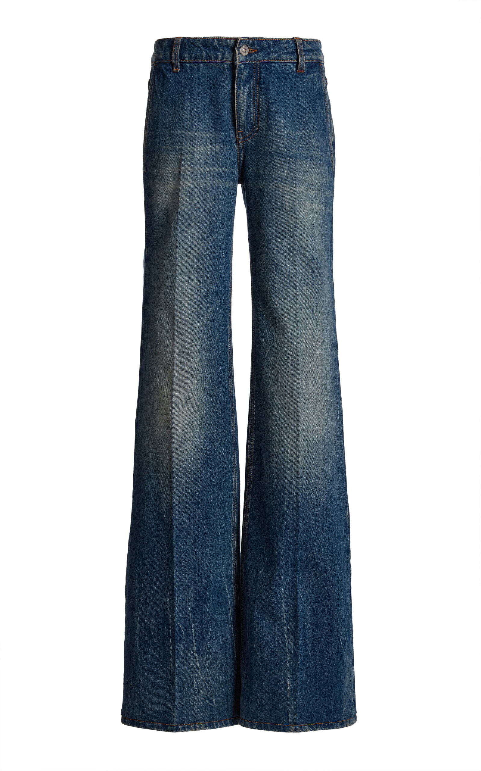 Victoria Beckham Twisted Rigid Low-Rise Straight-Leg Jeans - Medium Wash